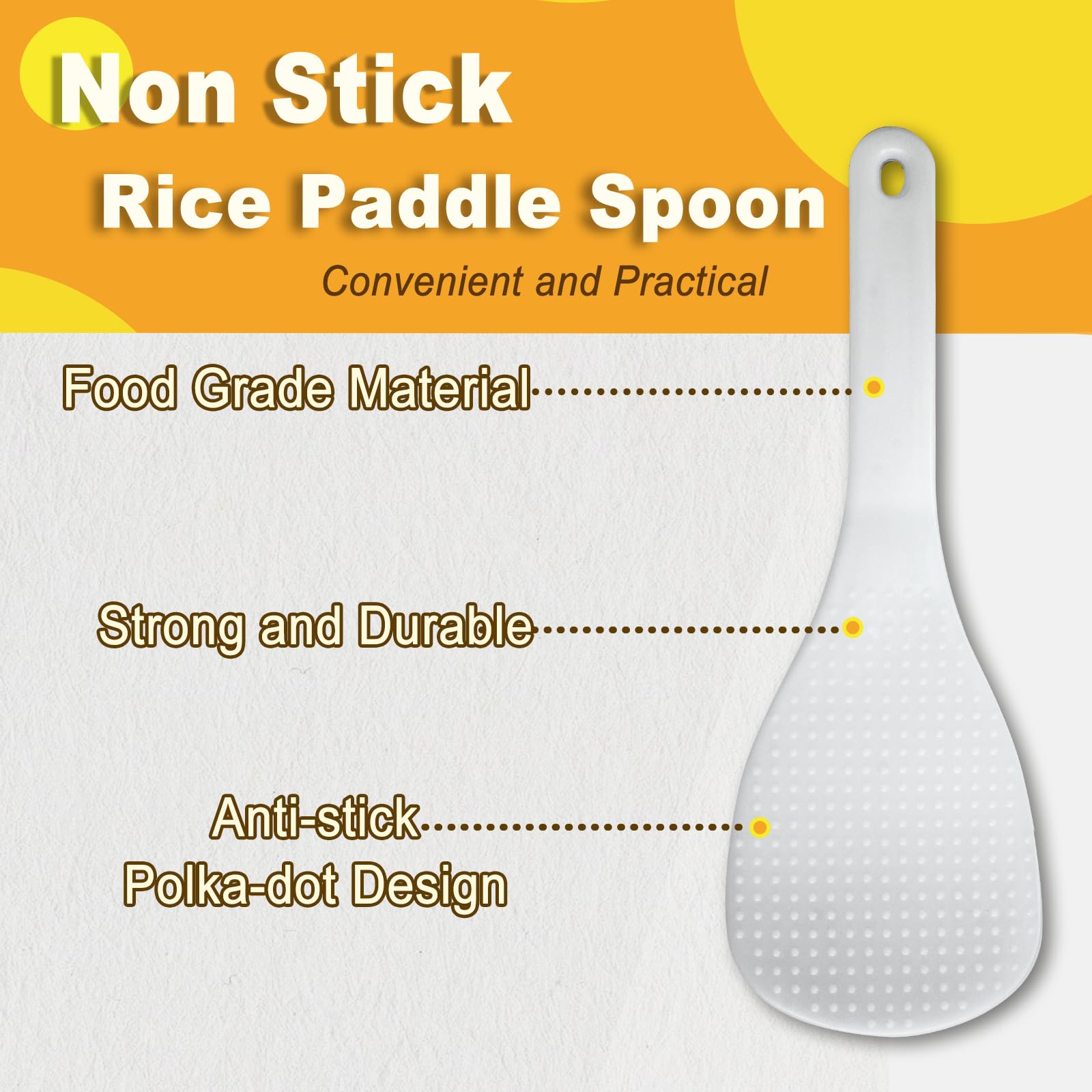 Vonty 2-Pack 7.5 Inch White Plastic Rice Paddle Spoons - Perfect for Cooking, Serving Rice & Stirring in Non-Stick Pans