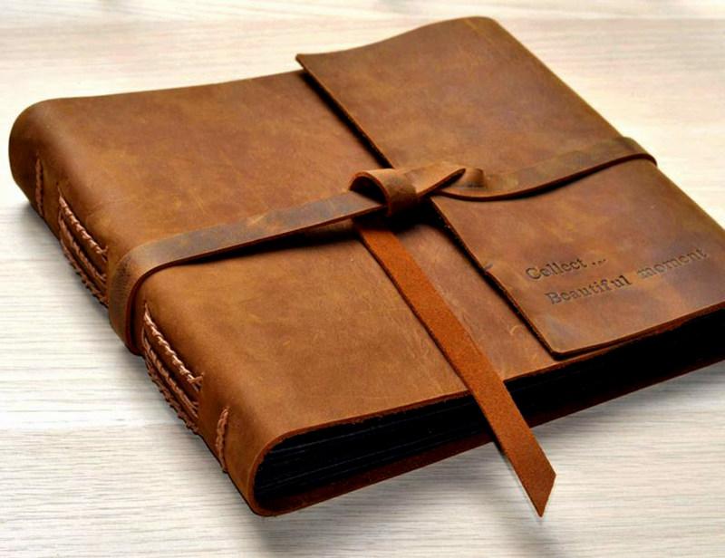 Personalized Rustic Brown Baby Boy Photo Album - Perfect for Newborn Memories, Christening Gifts & First Birthday Keepsakes