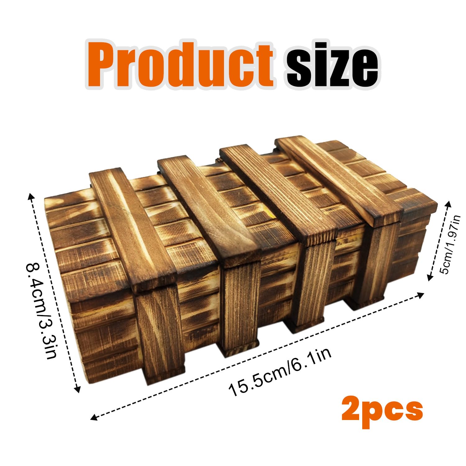 2PCS Wooden Secret Puzzle Box with 2 Hidden Compartments - Magic Brain Teaser Gift Box for Adults & Kids - Christmas Present, Educational Toy, Keepsake Box for Home Décor & Party Favors