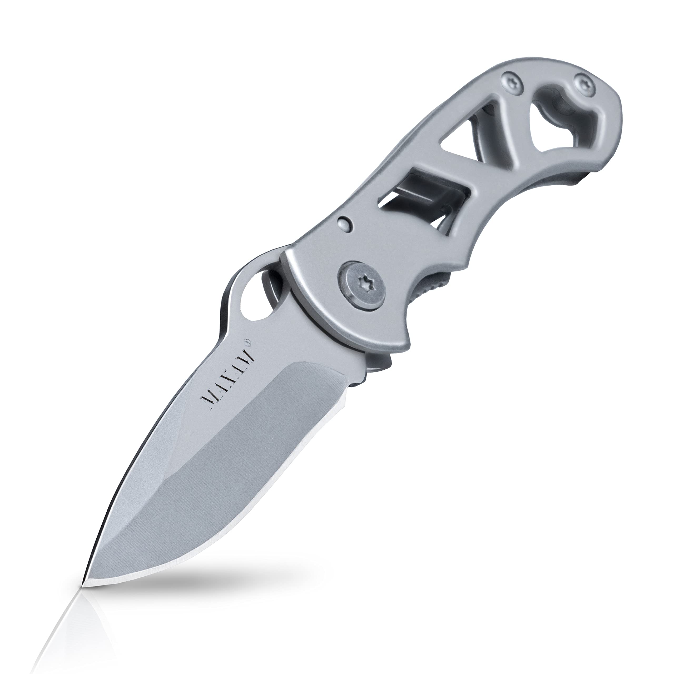 Maxam Folding Pocket Knife - Stainless Steel Blade & Handle with Secure Frame Lock - Compact Tactical EDC Knife with Clip for Camping, Hiking & Everyday Carry