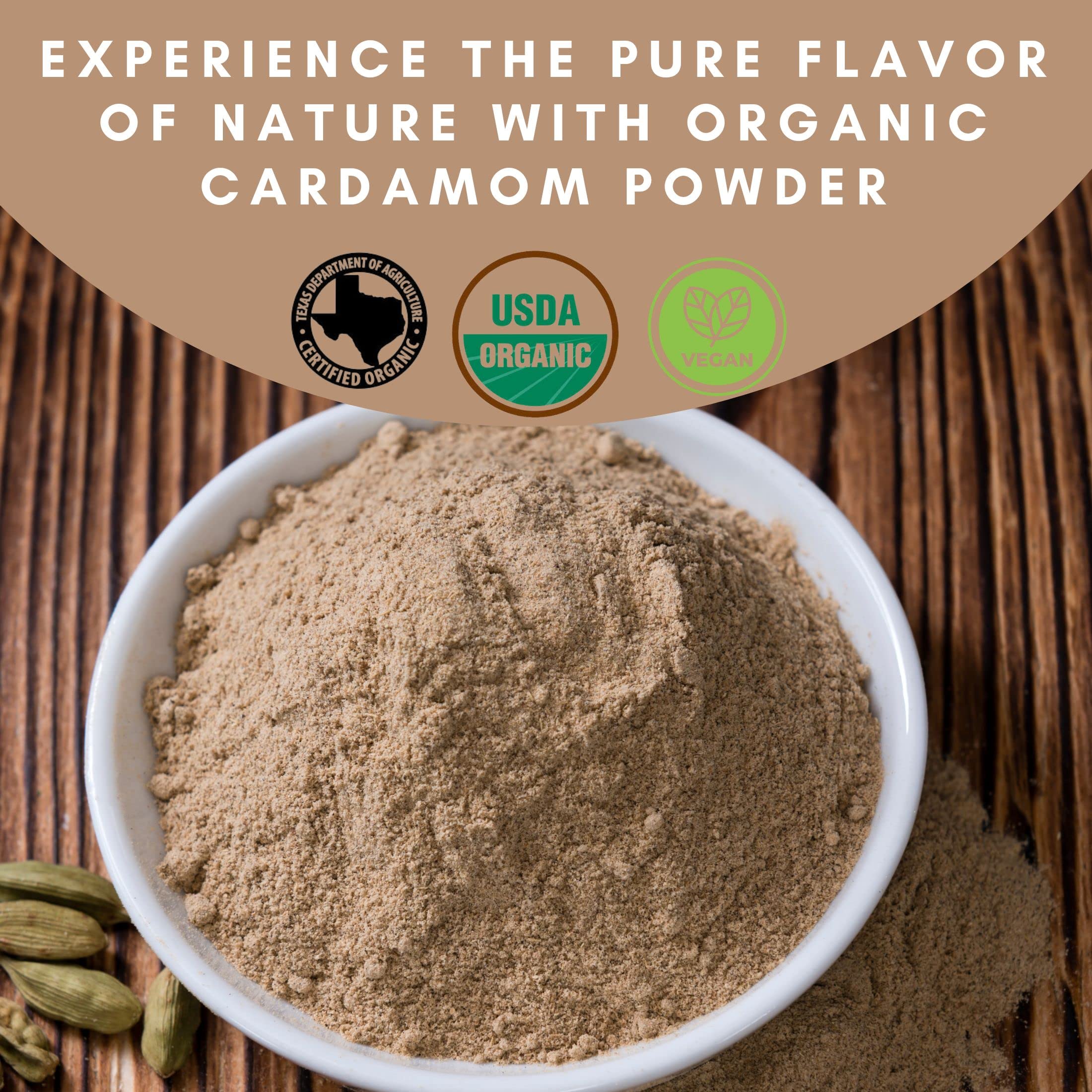 Organic Cardamom Powder 10 LBS (160 oz) - USDA Certified, Non-GMO, Vegan - Perfect for Coffee Flavoring, Baking, Cooking & Tea - Bulk Spice for Indian, Middle Eastern & Scandinavian Cuisine - Ideal for Home Chefs & Commercial Kitchens