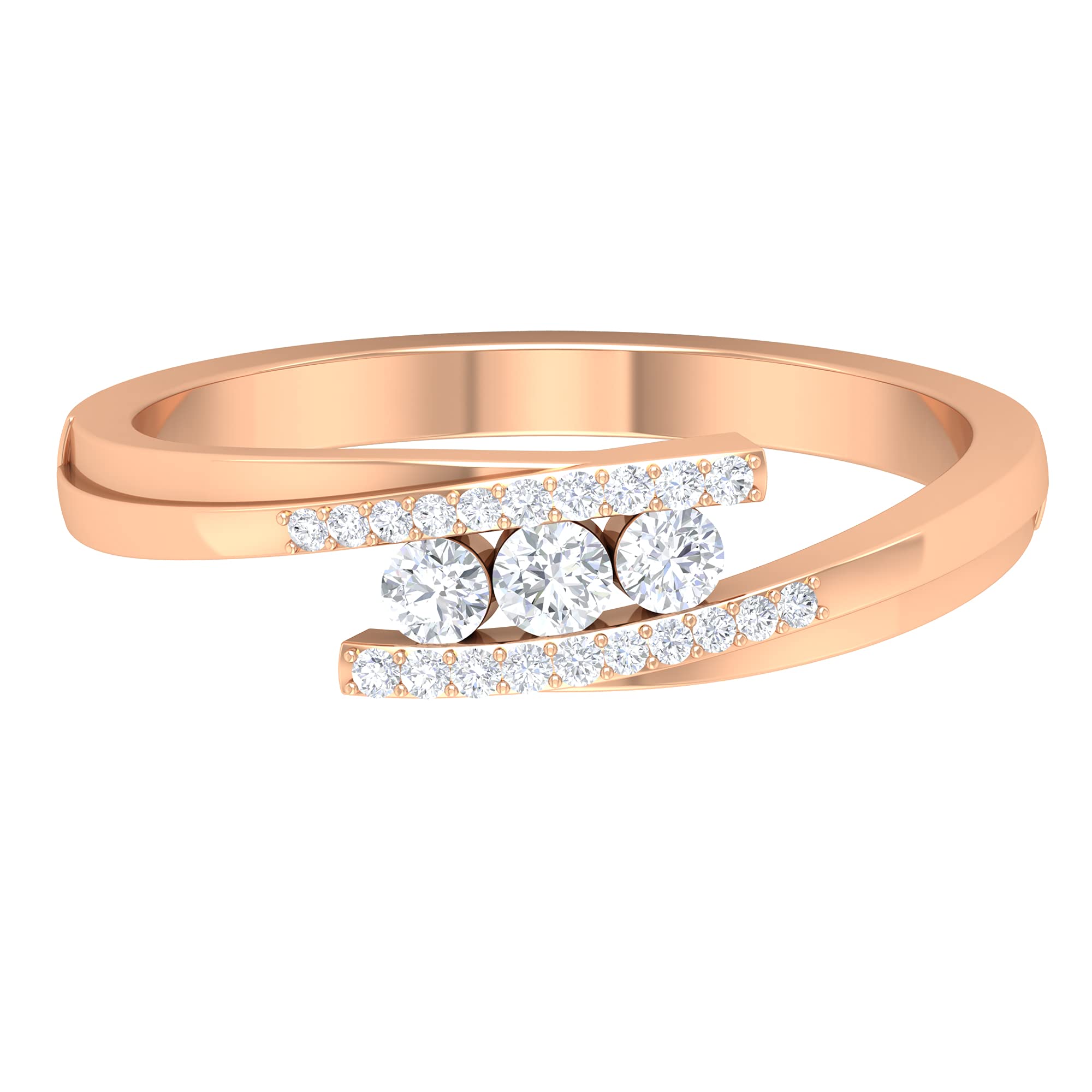 1/4 CT Natural Diamond Three Stone Ring for Women - 14K Solid Gold Engagement, Wedding, Anniversary Jewelry Gift - Elegant & Timeless Design for Special Occasions
