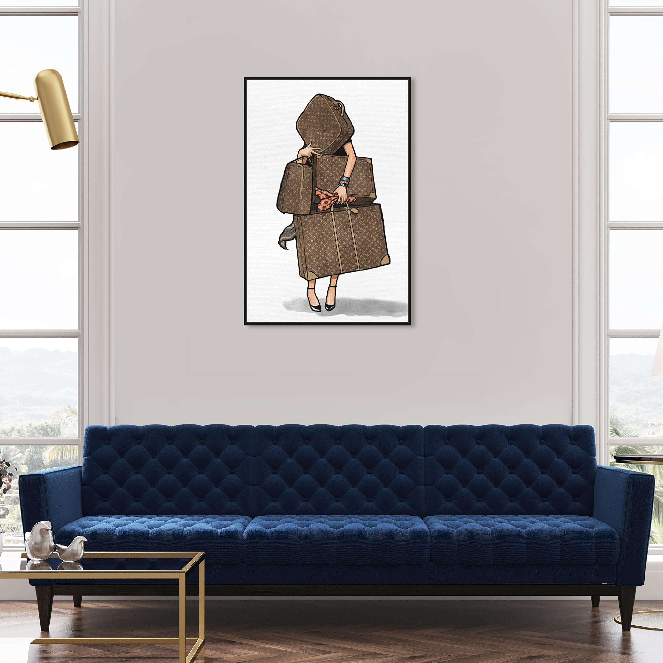 Oliver Gal Artist Co. Fashion & Glam Framed Wall Art Canvas Print - Orange Travel Themed Home Decor (24x36 Inches, Brown & White) | Perfect for Living Room, Bedroom or Office Wall Decor