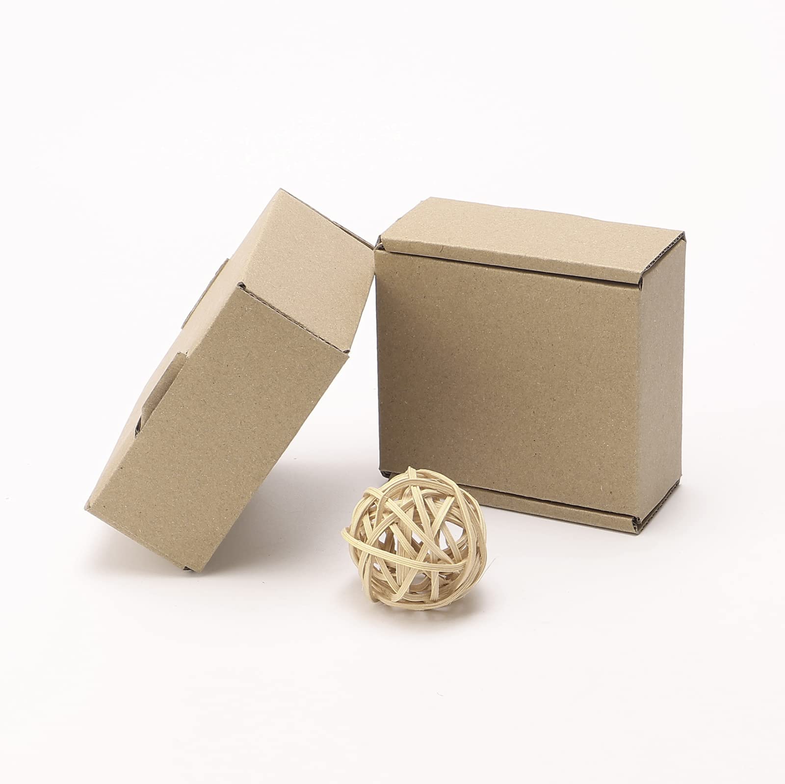 Mini Pizza Boxes 20pcs - 3.35x3.35x1.57in Kraft Brown Storage Boxes for Candy, Cookies & Treats - Perfect for Parties & Gifts
