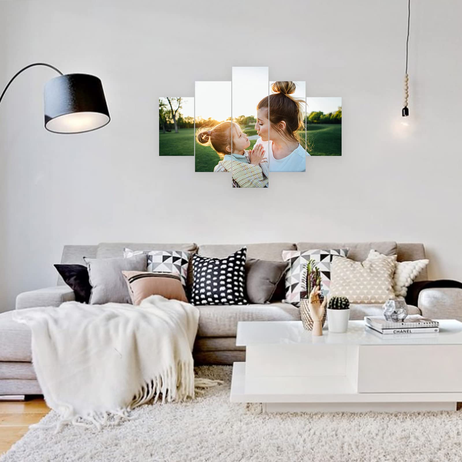 Custom 5 Panel Wall Art with Your Photos - Personalized Canvas Prints, Custom Poster Gifts & Picture Painting - Ready to Hang (12x20in x2, 12x30in x2, 12x40in x1) - Perfect for Home Decor, Office Wall Art & Unique Gift Ideas