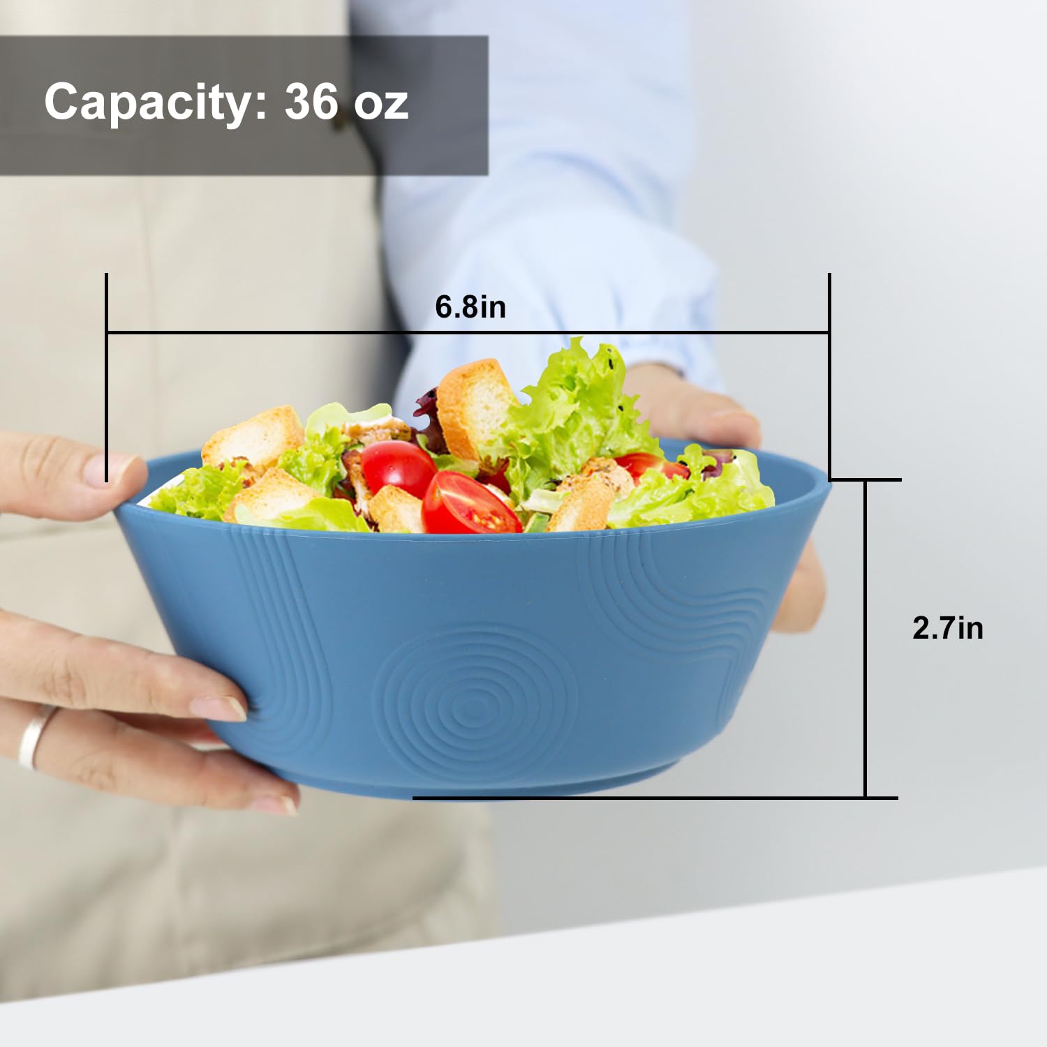 36 oz Wheat Straw Bowl Sets - 6 Pcs Unbreakable Cereal & Salad Bowls, Microwave & Dishwasher Safe, Eco-Friendly Alternative to Plastic, Multicolor - Perfect for Family Meals, Picnics & Dorm Use