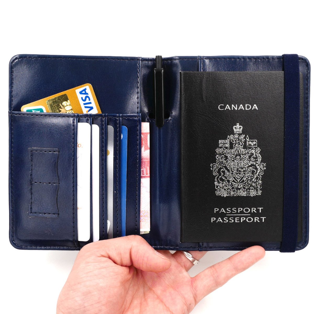 RFID Blocking Passport Holder - Blue Map Crazy Horse PU Leather Travel Wallet for Men & Women | Secure ID & Credit Card Protection for Airports, Hotels & International Trips