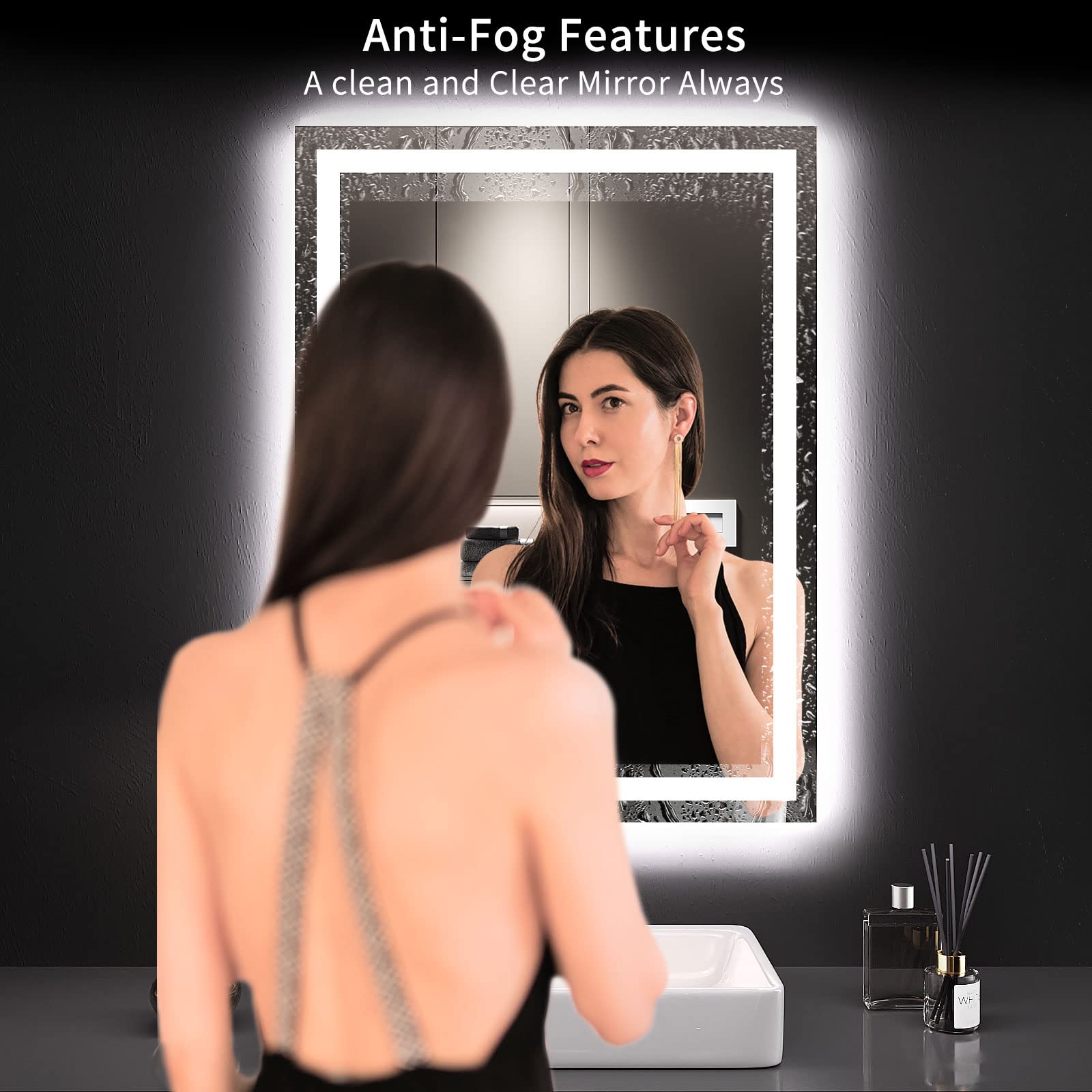LOAAO 24X32 Inch LED Bathroom Mirror with Anti-Fog & Dimmable Backlit + Front Lighting - Wall Mounted Vanity Mirror with Memory Function, Shatterproof Tempered Glass (ETL Certified) - Perfect for Makeup, Shaving & Home Decor