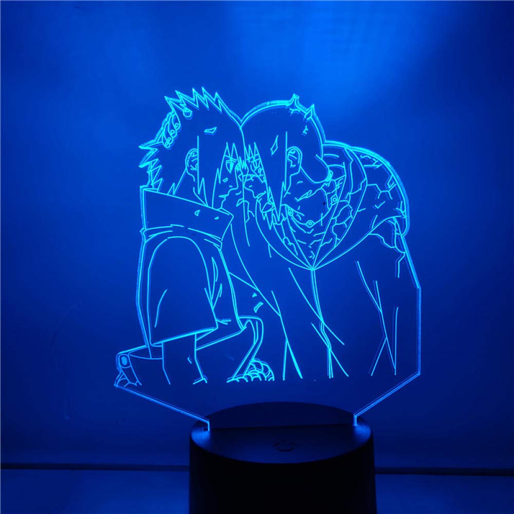 **3D Illusion Night Light - Uchiha Sasuke & Itachi Anime LED Lamp for Kids, 16 Color Changing Remote Control, Perfect for Bedroom Decor, Birthday Gifts, and Desk Lighting**    *(Use Cases: Ideal for kids' bedrooms, anime-themed decor, birthday presents, study desks, and cozy night lights.)*