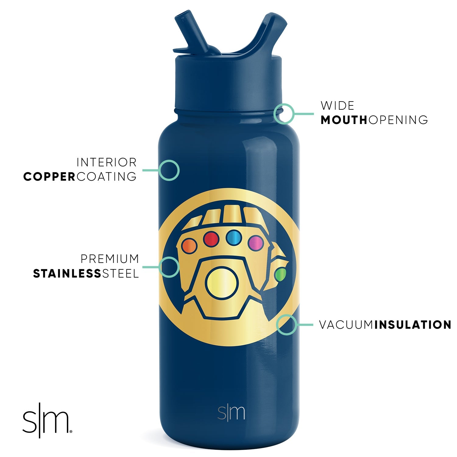 Marvel Summit Water Bottle - Insulated Stainless Steel Thermos for Hot & Cold Drinks - Perfect for Hiking, Gym, and Outdoor Adventures