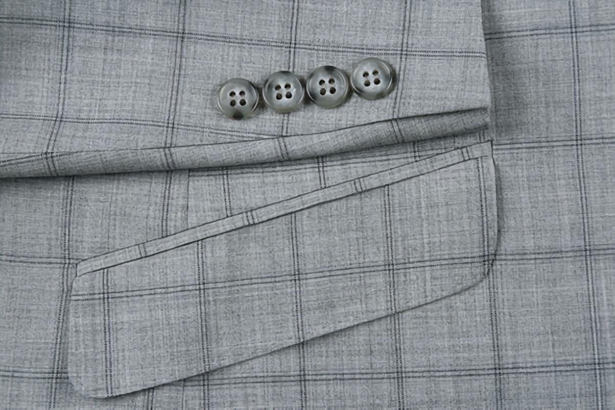 100% Wool Slim Fit Windowpane Dress Suit 2 Piece in Gray | Premium Business & Formal Attire for Men | Perfect for Weddings, Interviews & Office Wear