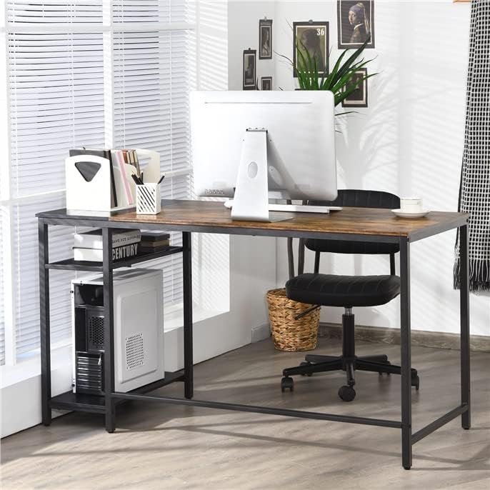 LUARANE 55-Inch Reversible Computer Desk - Adjustable Home Office Desk with Storage Shelves, Gaming & Writing Workstation for Dorm, Study Room & Small Spaces | Perfect for Remote Work, Online Classes & PC Gaming Setup