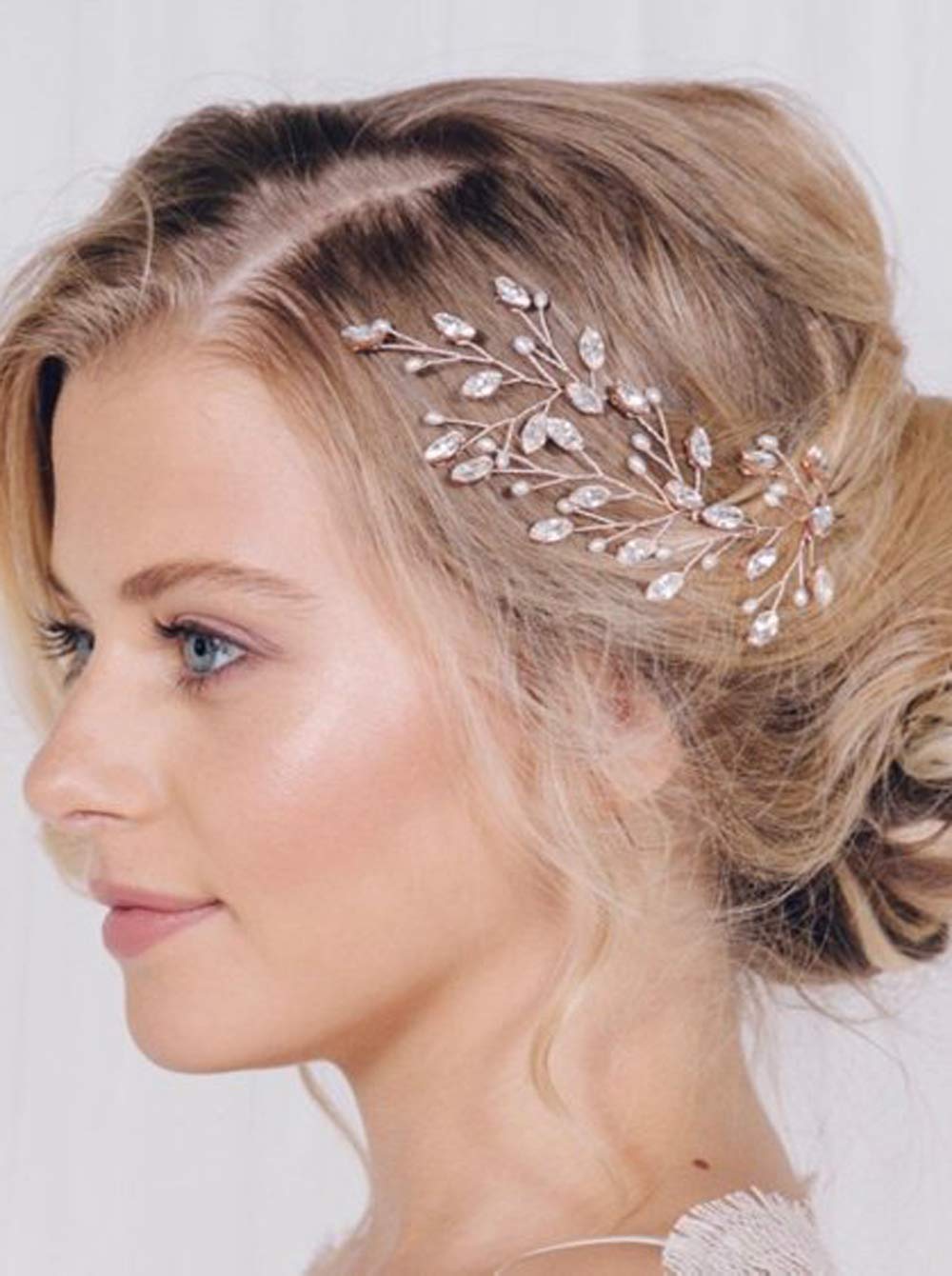 Denifery 3-Piece Pearl Bridal Hair Pins Set - Rose Gold Wedding Hair Accessories for Brides, Bridesmaids & Prom | Elegant Floral Hair Clips for Special Occasions