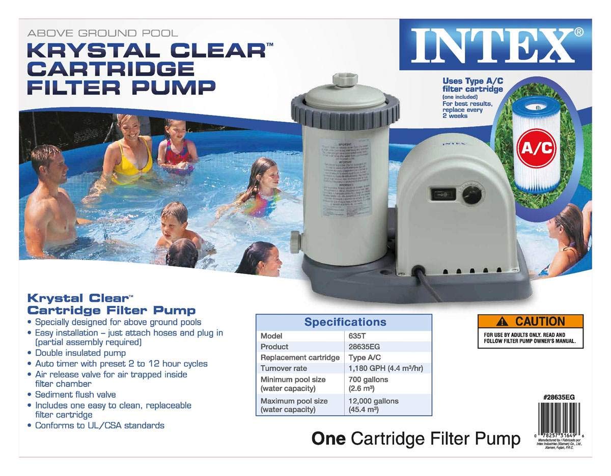 Intex 1500 GPH Above Ground Pool Pump with Plunger Valve Replacement - High Performance Swimming Pool Filter System for Backyard, Inflatable Pools & Spa Maintenance