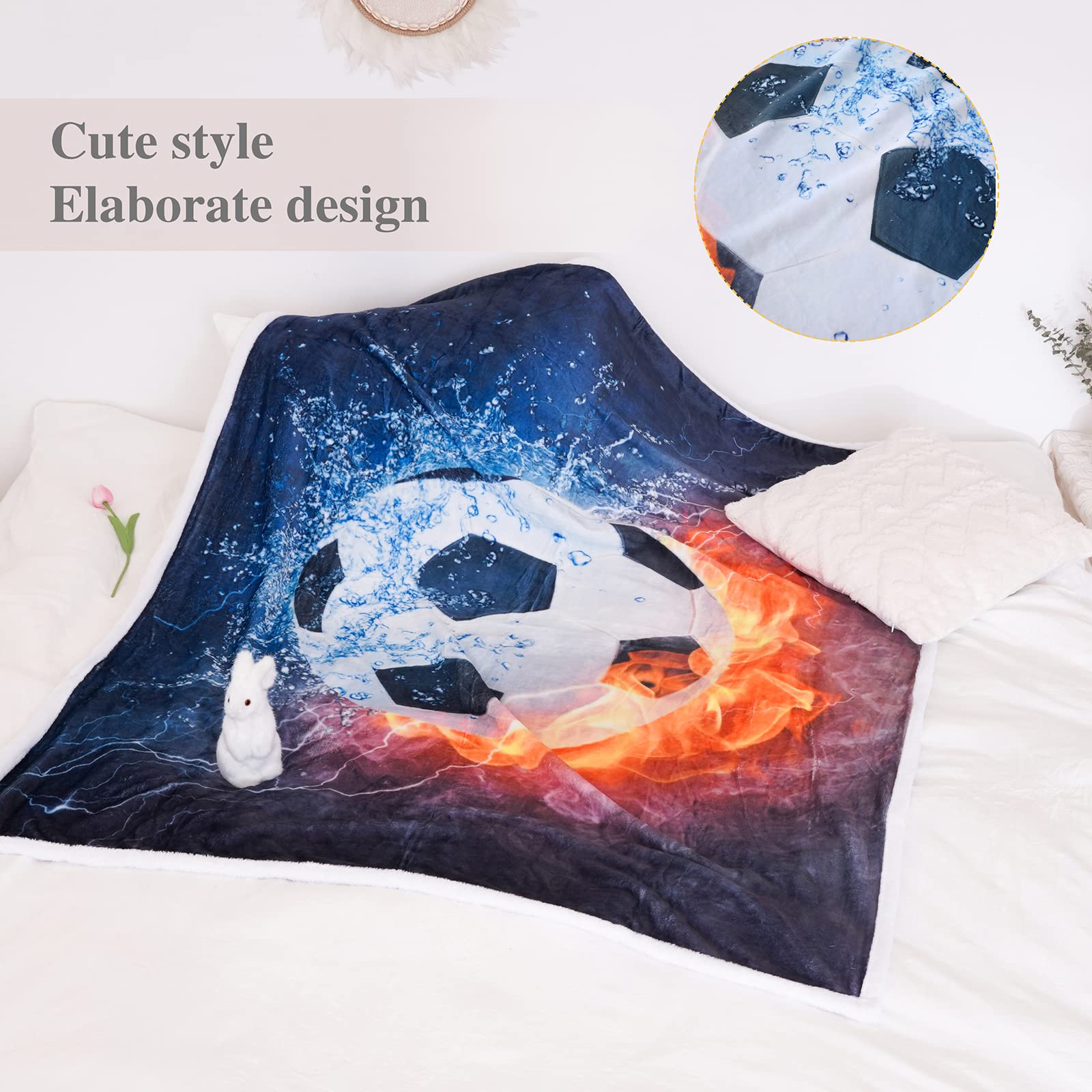 Premium Soccer Themed Flannel Throw Blanket - Super Soft 50x60 Inch for Kids, Bed, Sofa & Office - Perfect for All Seasons & Cozy Moments