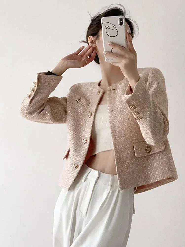 Premium Women's Tweed Blazer - Elegant Office Wear & Business Casual Jacket for Women | Perfect for Work, Meetings, and Professional Events