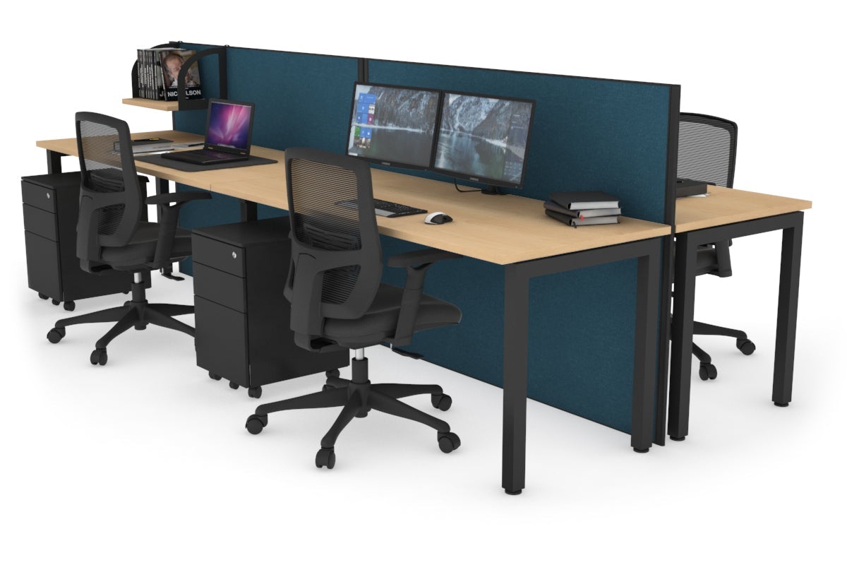 Horizon Quadro 4-Person Office Workstation Bench with Square Legs - 1600L x 700W Dimensions - Perfect for Collaborative Workspaces, Conference Rooms & Open Office Layouts