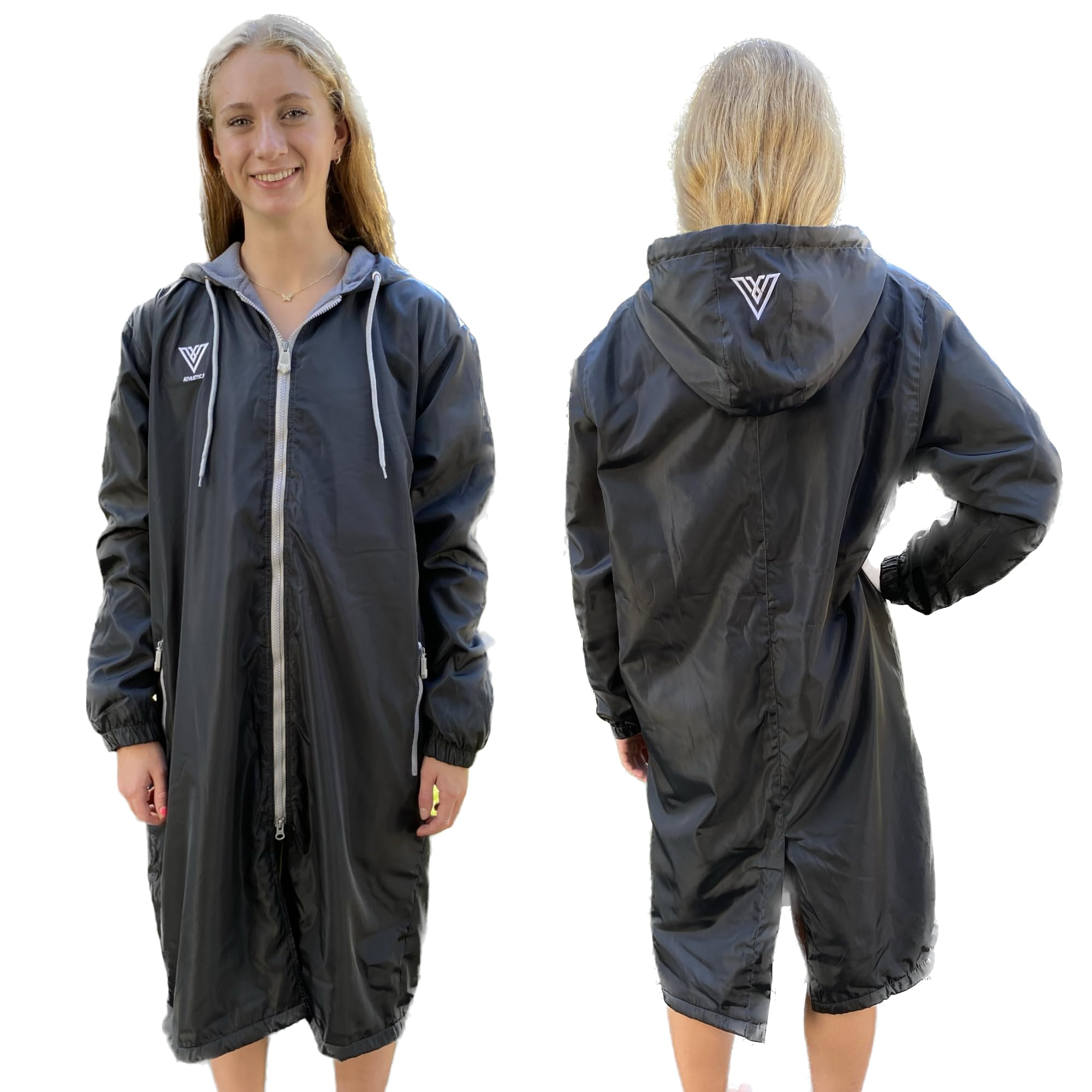 Unisex Swim Parka for Adults & Kids - Water-Resistant Soft Fleece Lined Hooded Cover-Up for Beach, Pool & Surfing - Quick Dry Swimwear Changing Robe for Men Women & Children