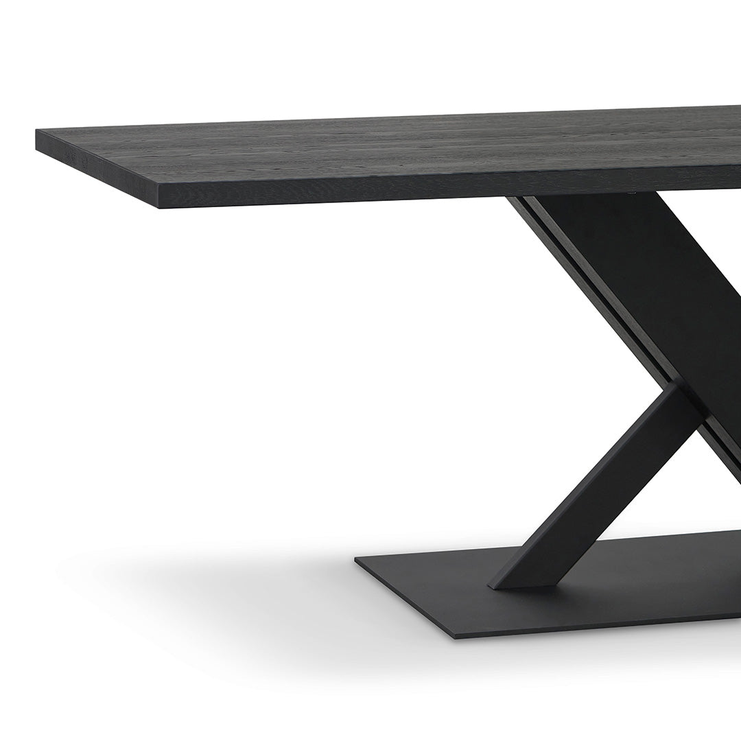 Elma 2.2m Full Black Dining Table - Modern Large Dining Room Table for Family Gatherings & Dinner Parties