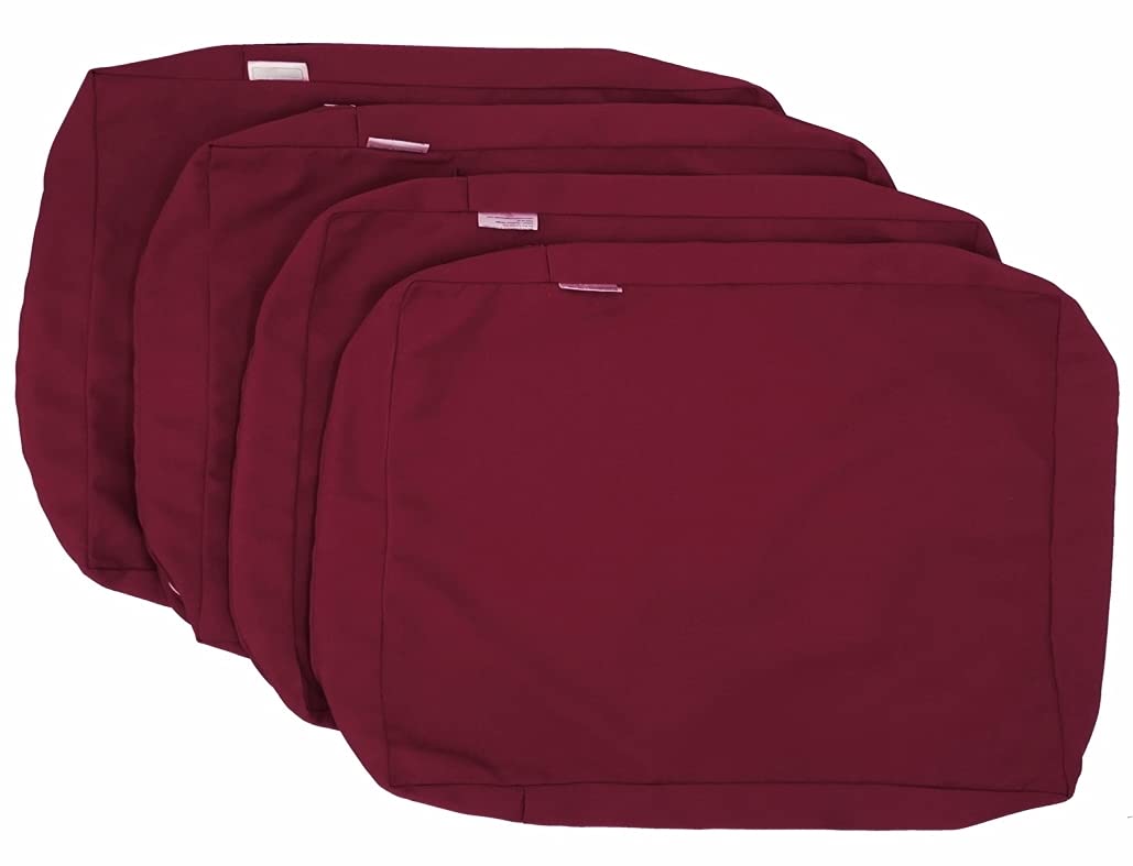 Premium Burgundy Red Outdoor Chair Cushion Covers - Waterproof, UV Resistant (Set of 4) 22x14x4 Inches - Perfect for Patio, Deck, Poolside & Garden Furniture