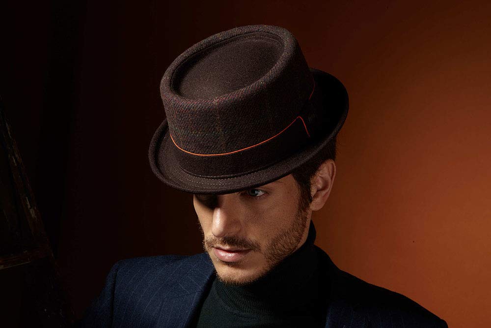 Men's Wool Tweed Porkpie Hat - Winter Style for Outdoor & Casual Wear