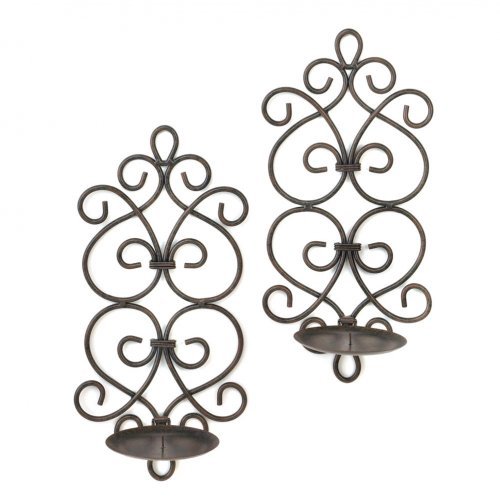 Elegant Black Iron Scrollwork Candle Wall Sconces - Vintage Home Decor for Living Room, Bedroom & Wedding Decorations