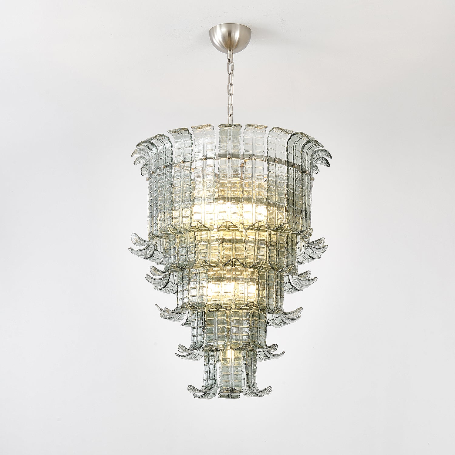 Elegant Cascade Murano Glass Chandelier - Handcrafted Italian Lighting Fixture for Dining Room, Living Room & Bedroom Decor