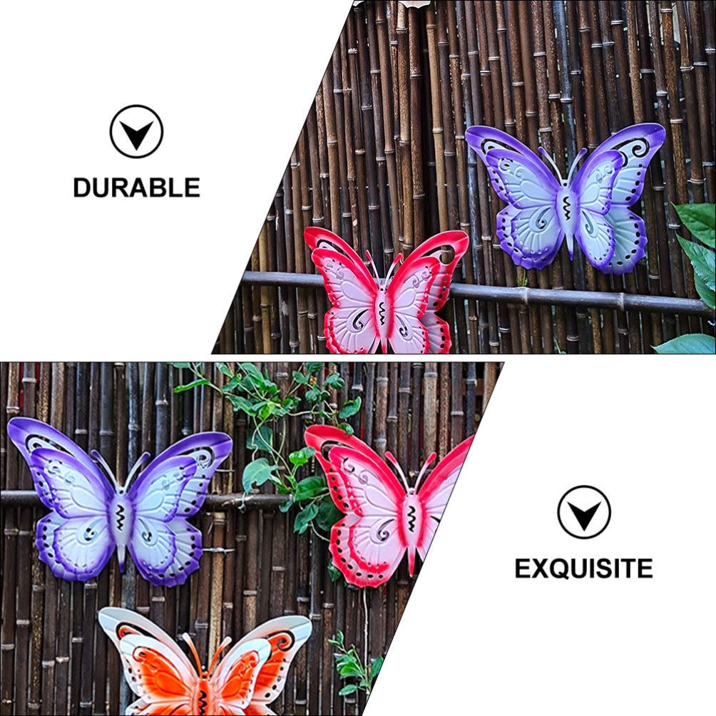 Handmade Wrought Iron Butterfly Wall Decor - Purple 3D Tree Garden Hanging Art for Home & Outdoor Decoration | Perfect for Living Room, Bedroom, Patio, and Garden Wall Accents