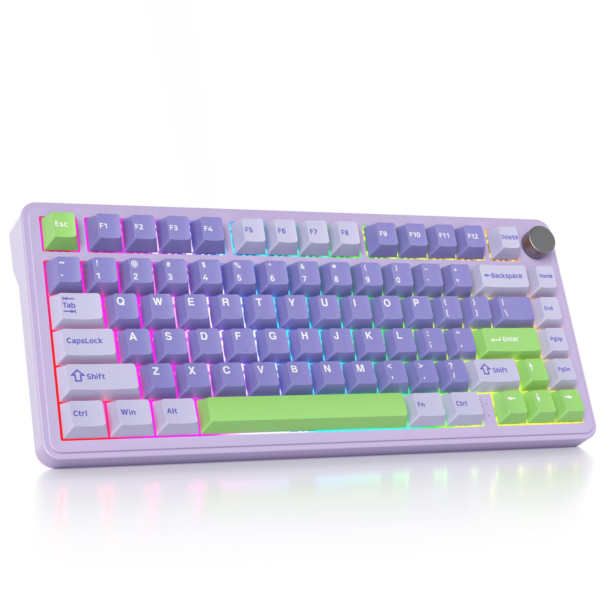 Surmen M75 Wireless Mechanical Keyboard - Bluetooth 5.0/2.4G/USB, Hot-Swappable for Gaming & Office (Lavender)