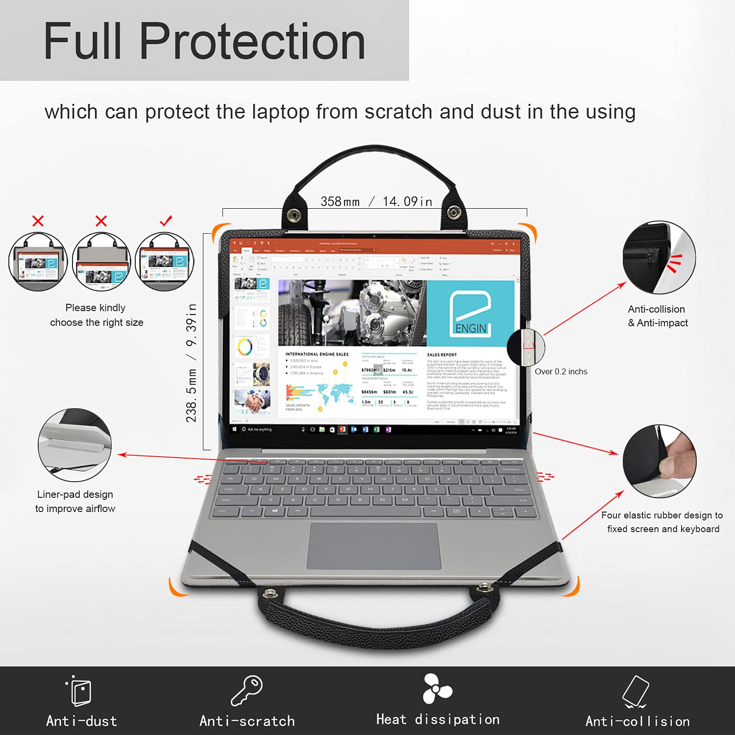 2-in-1 Protective Case with Portable Bag for Dell Inspiron 15 7500/7506 15.6