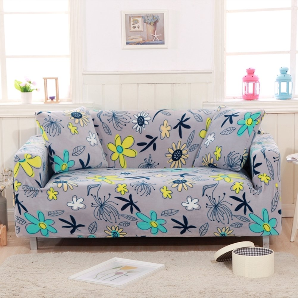 Premium Thickened Elastic Sofa Slipcover - Plush Couch Cover for Sectional Sofas, Solid Color Stretchable Furniture Protector with 2 Pillow Covers (17.7x17.7 Inches) - Perfect for Living Room, Family Room & Home Decor Protection