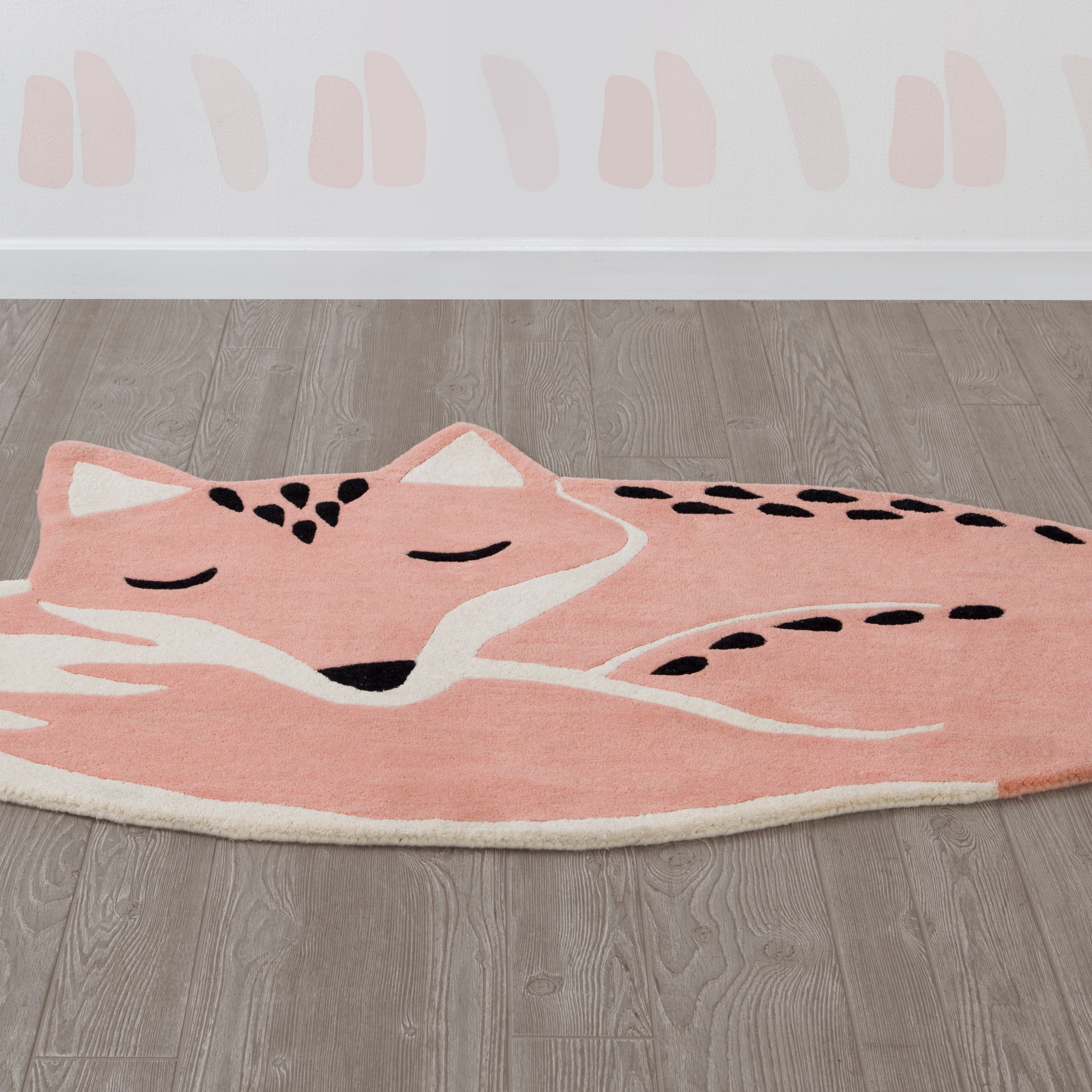 Hand Tufted 100% Wool Fox Rug - Soft & Durable Animal Print Area Rug for Living Room, Bedroom, Nursery Decor