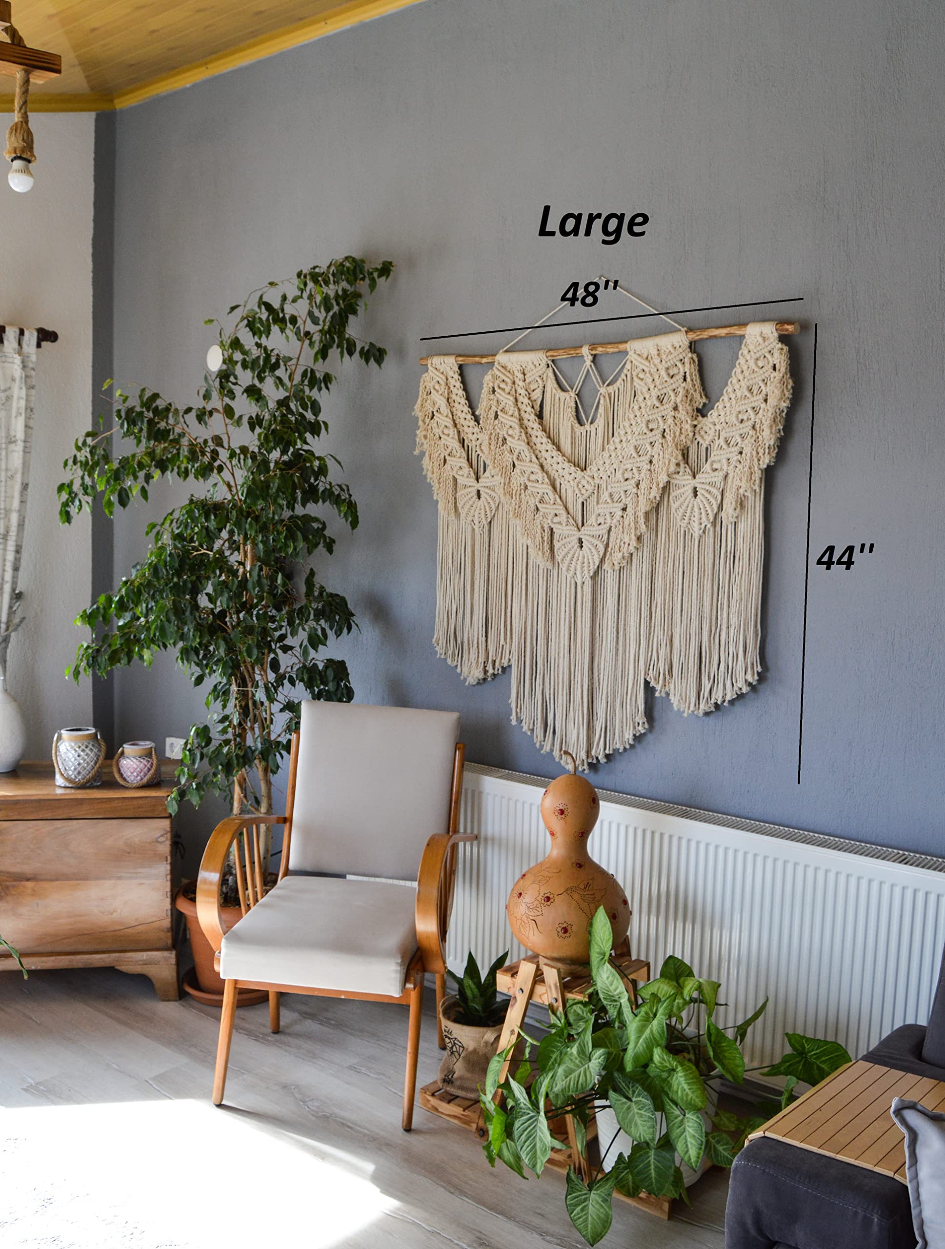 Extra Large Macrame Wall Hanging - Boho Wall Decor for Bedroom, Living Room & Dorm | Handwoven Yarn Tapestry, Aesthetic Wall Art, Macrame Headboard - Perfect for Bohemian Home Decor & Cozy Room Aesthetics