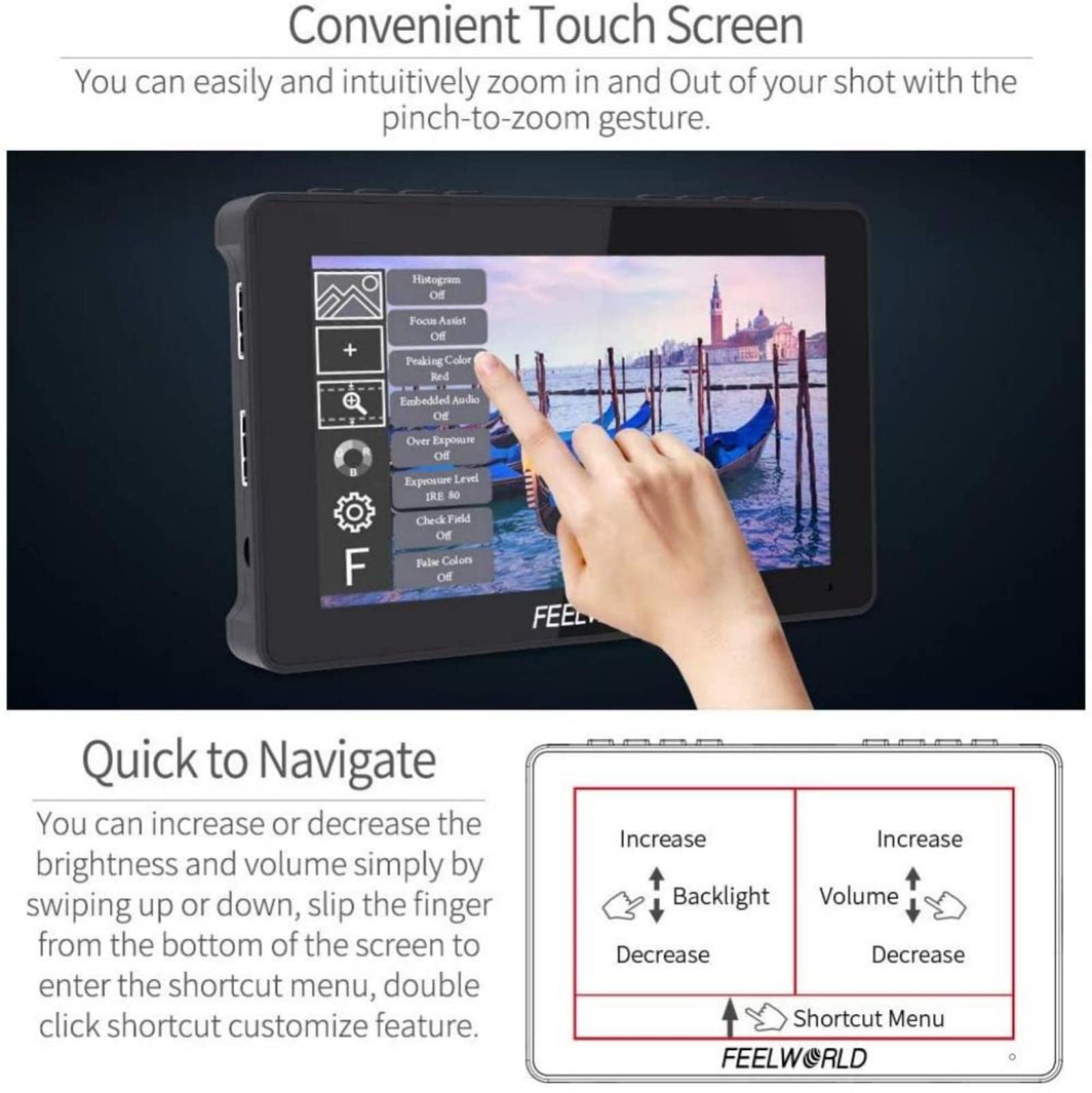 FEELWORLD F5 Pro V4 6 Inch Touch Screen DSLR Camera Field Monitor - 4K HDMI IPS FHD 1920x1080 with 3D LUT, NP-F970 Battery, Charger & Carry Case - Perfect for On-Set Filmmaking, Live Streaming & Professional Photography