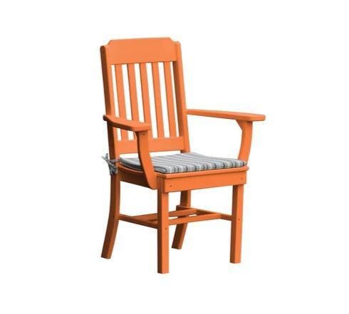 A & L Furniture Traditional Dining Chair with Arms - Solid Wood Upholstered Seat - Elegant Home Dining Room Furniture for Family Gatherings & Dinner Parties