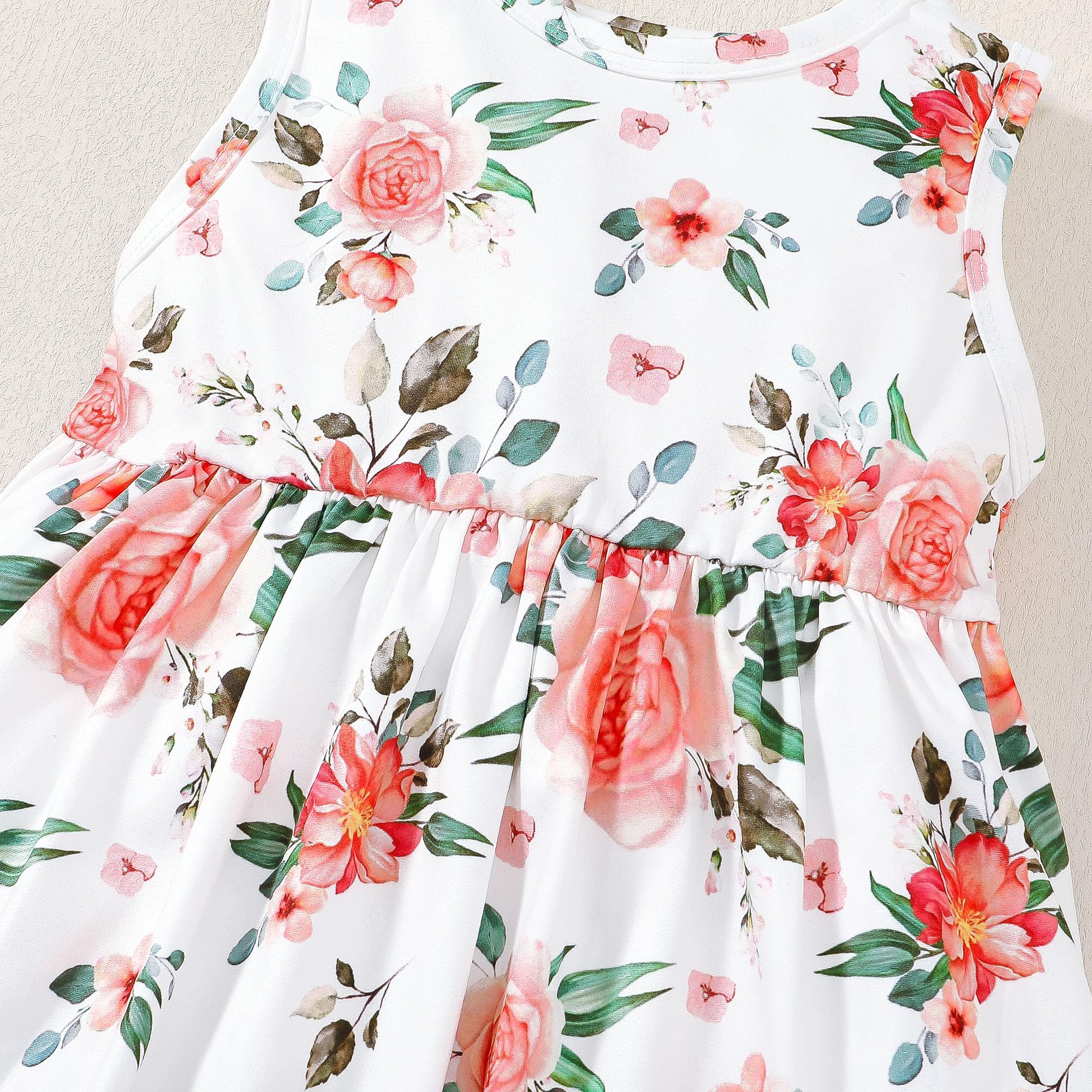 Girls Floral Print Sleeveless Tank Dress & Cardigan Set - 2 Piece Spring Outfit for Toddler & Kids - Perfect for Easter, Birthday Parties & Family Photos