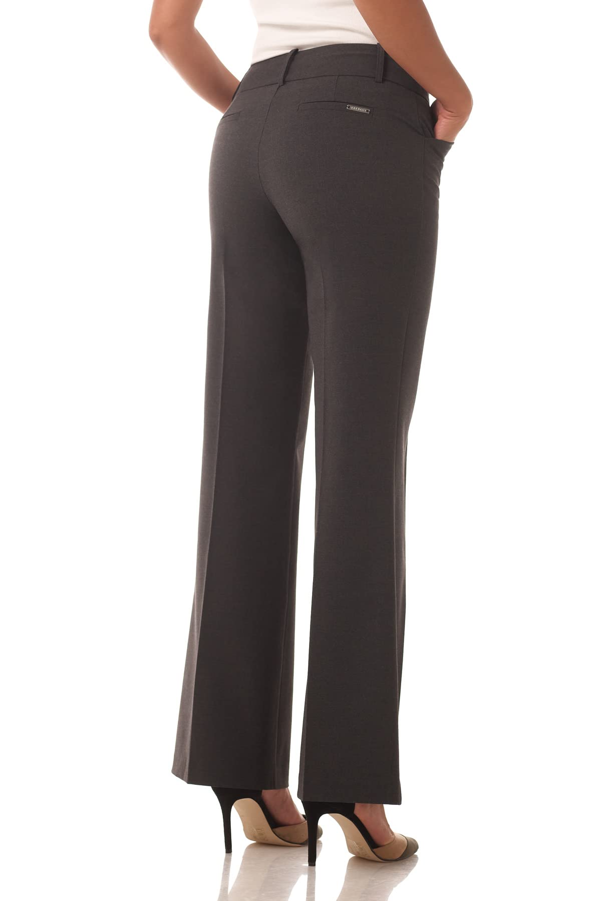Rekucci Women's Stretchy Wide Leg Pull-On Pants - Comfortable Office to Dinner Smart Casual Trousers for Work, Travel & Everyday Wear