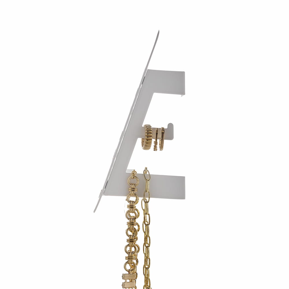 Mini Metal Jewelry Stand - White | Compact & Easy Drop Earring Holder for Necklaces, Bracelets & Rings | Perfect for Bedroom, Bathroom & Travel Organizer