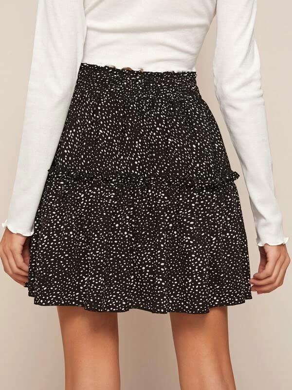 Women's Floral Print High Waist Flowy Mini Skirt - A-Line Ruffle Flared Skater Skirt for Summer, Party, and Casual Outfits