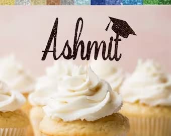 Custom Graduation Cupcake Toppers - Personalized Cake Decorations for Graduation Party (Set of 12) - Perfect for Graduation Cakes, Cupcakes, and Dessert Tables
