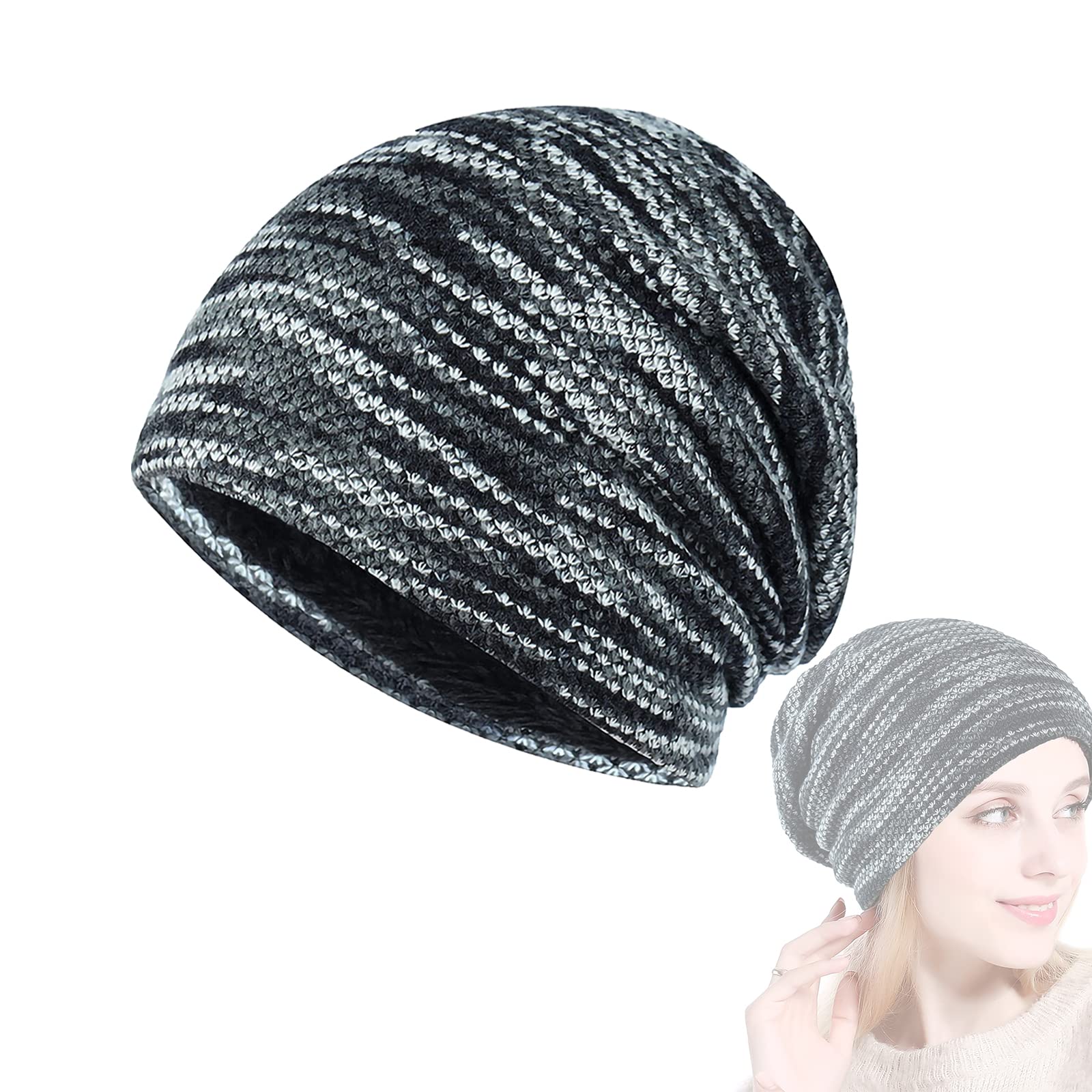 Warm Winter Knit Beanie Hat for Men & Women - Stretchy Soft Fleece Lined Skull Cap, Slouchy Unisex Hat for Cold Weather, Outdoor Activities, Fishing, and Casual Wear