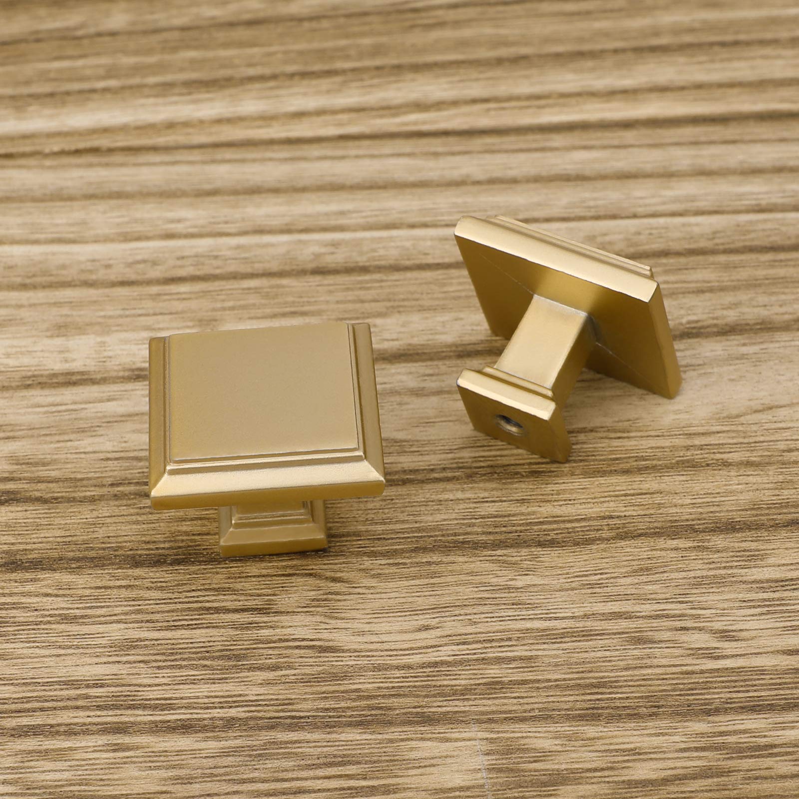 10 Pack Matte Gold Cabinet Knobs - Square Drawer Pulls for Kitchen, Bathroom & Bedroom - Durable Hardware for Cabinets, Dressers & Furniture (Modern Home Decor Upgrade)