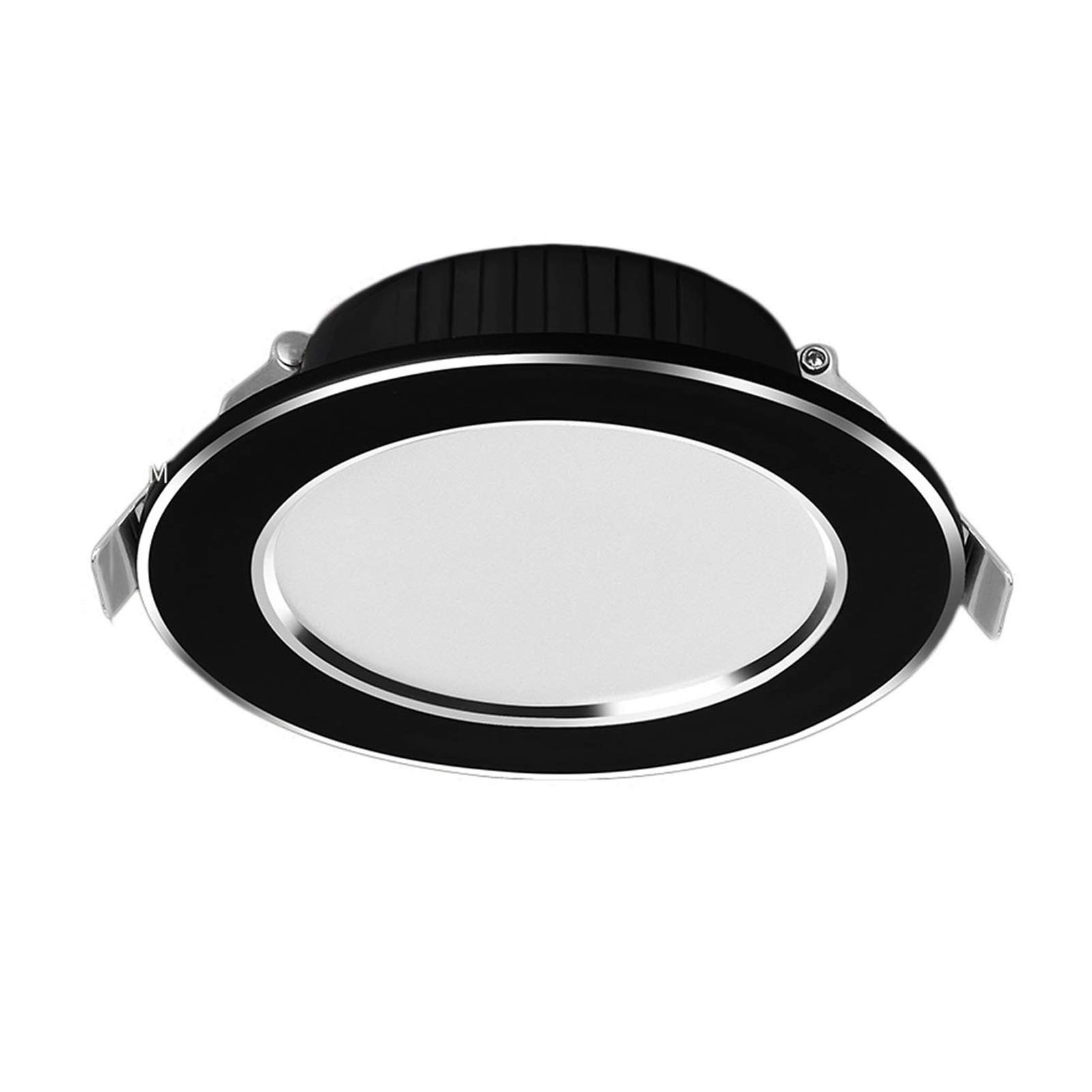 10Pcs 6W Dimmable LED Recessed Ceiling Lights - 3 Color Changing Downlight with Aluminum Alloy Panel - 7-9cm Hole Size for Living Room, Bedroom, Kitchen & Hallway Lighting (Black)