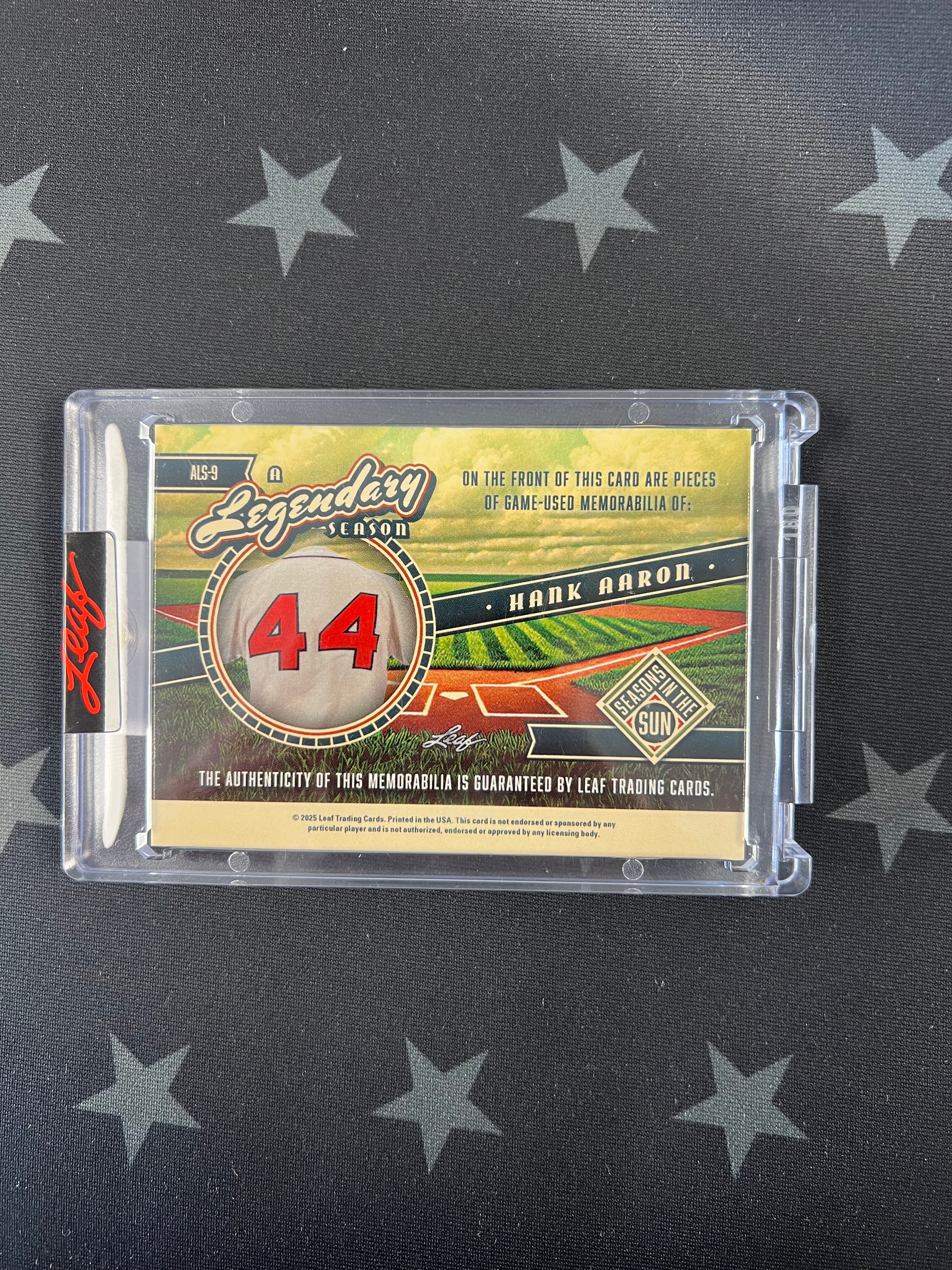 2025 Leaf Seasons in the Sun Hank Aaron #ALS 9 USA Flag Foil #6/6 - Rare Baseball Trading Card for Collectors & Fans, Perfect for Display & Investment
