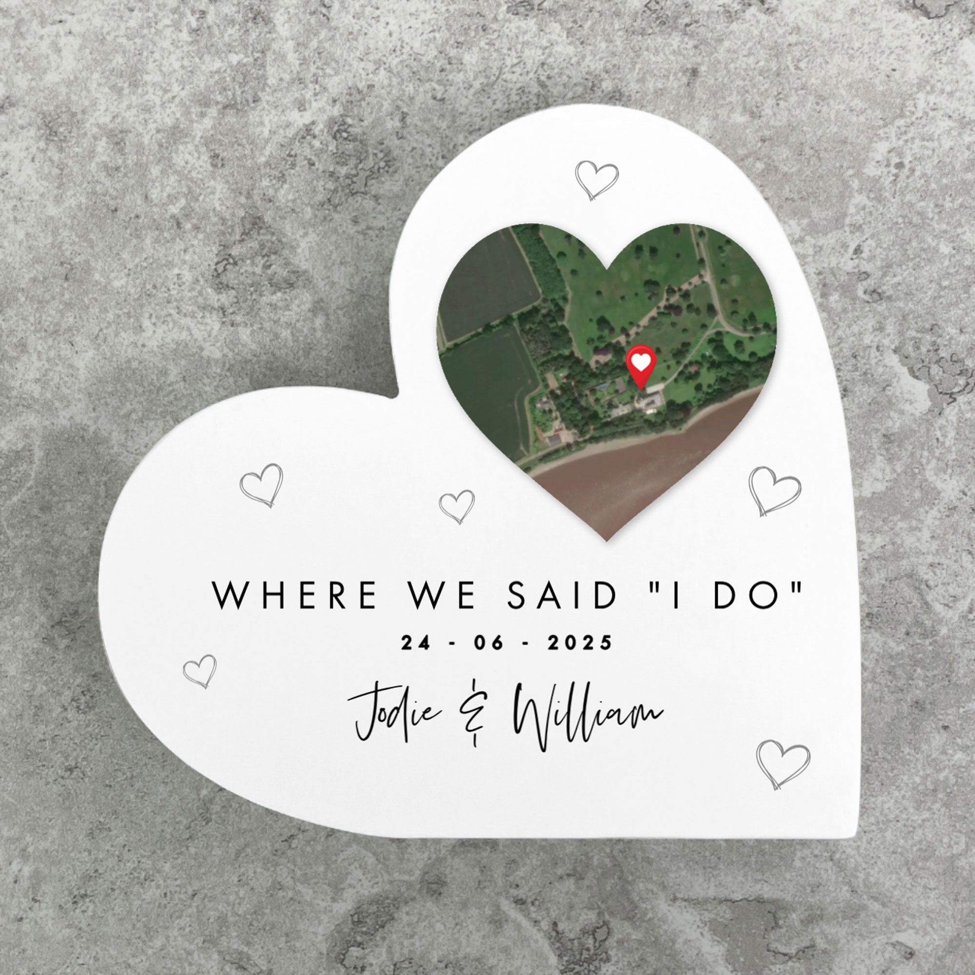 Personalized Heart Map Location White Freestanding Acrylic Sign - Custom Wedding Gift, Anniversary Keepsake, Home Decor for Couples & Loved Ones