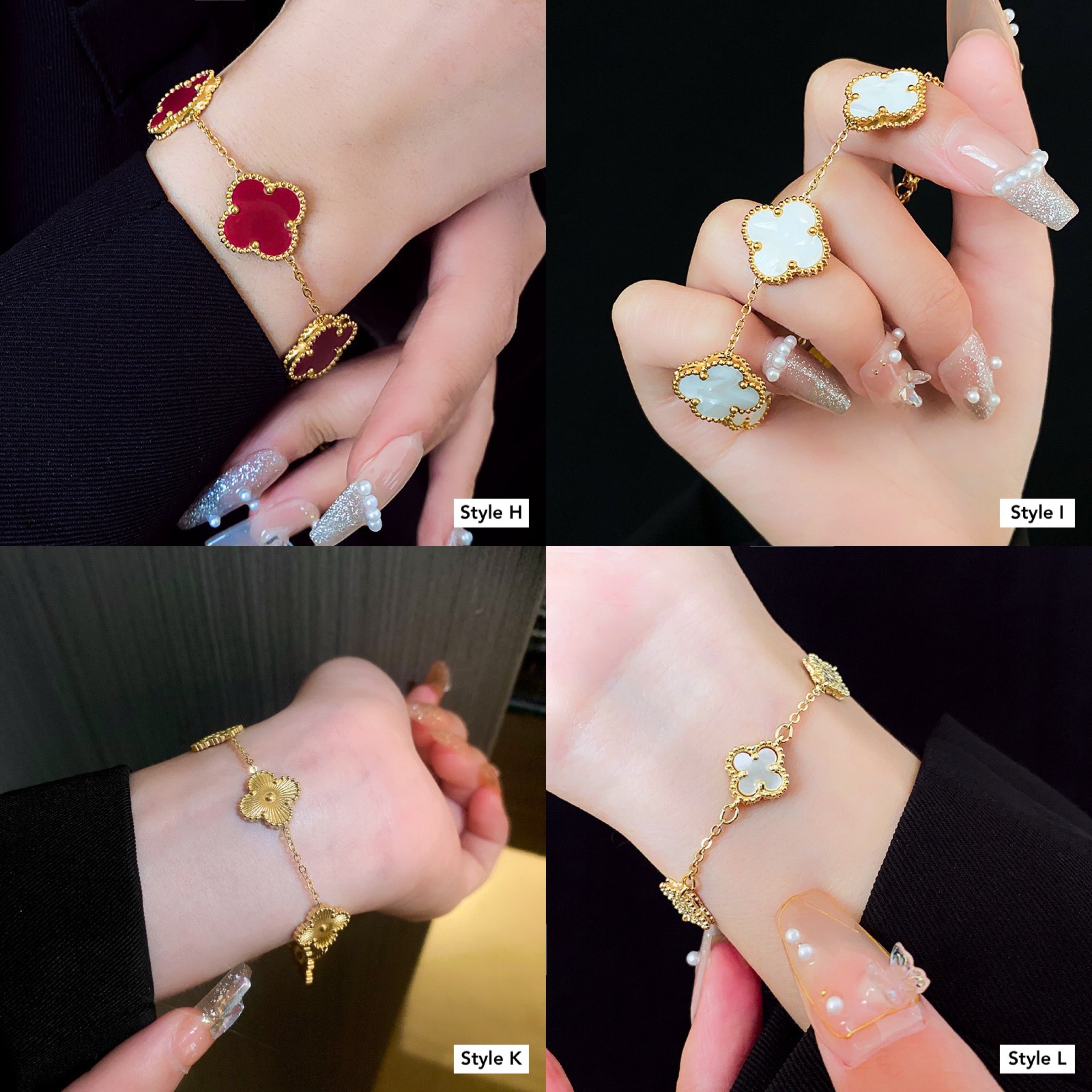 14K Gold Lucky Pink Clover Charm Bracelet for Women - Elegant Four Leaf Clover Jewelry Gift for Birthday, Anniversary & Good Luck | Perfect for St. Patrick's Day, Everyday Wear & Special Occasions