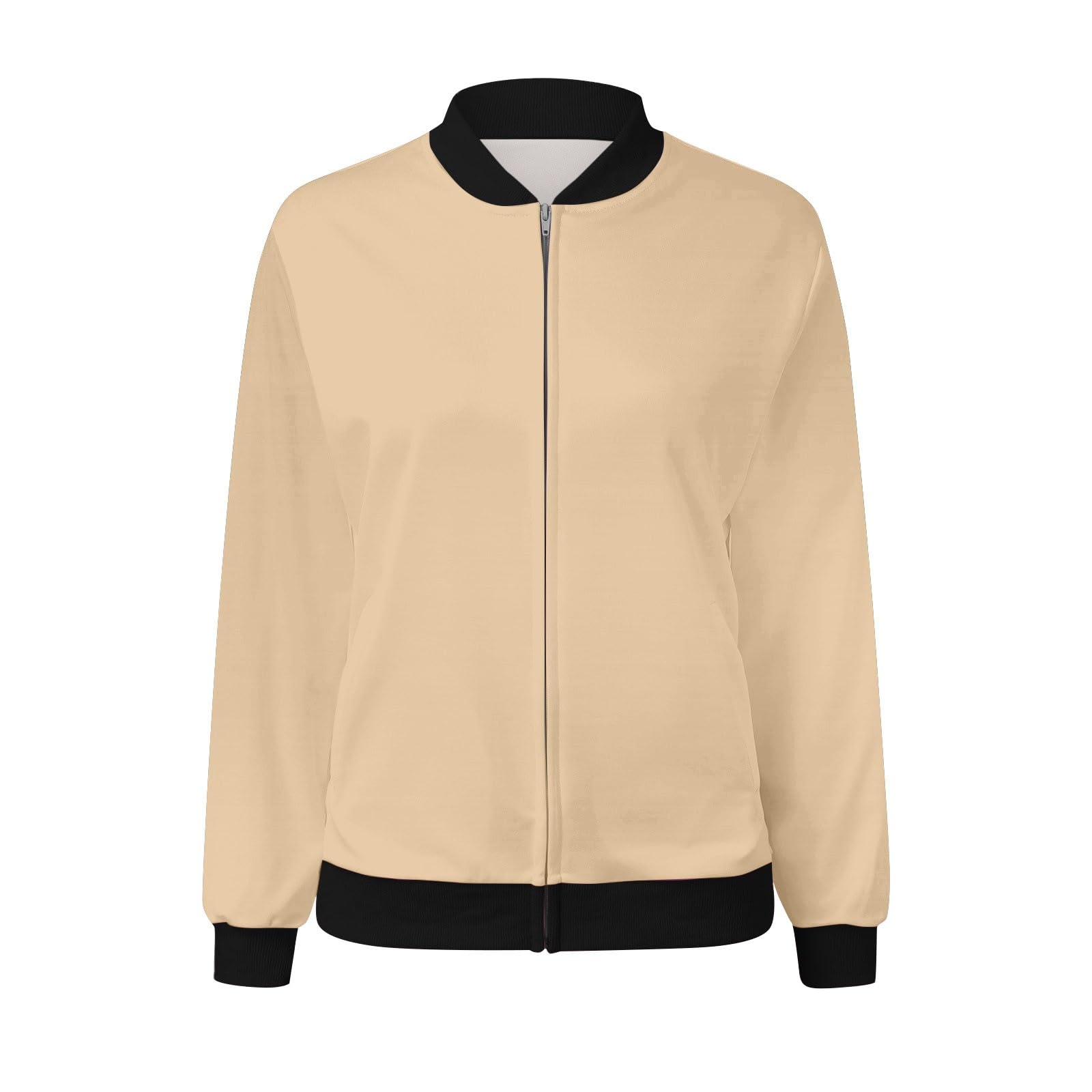 Women's Lightweight Long Sleeve Zippered Jacket - Fall Fashion Baseball Jersey Top Coat, Casual Windbreaker Outerwear for Everyday Wear, Outdoor Activities & Travel