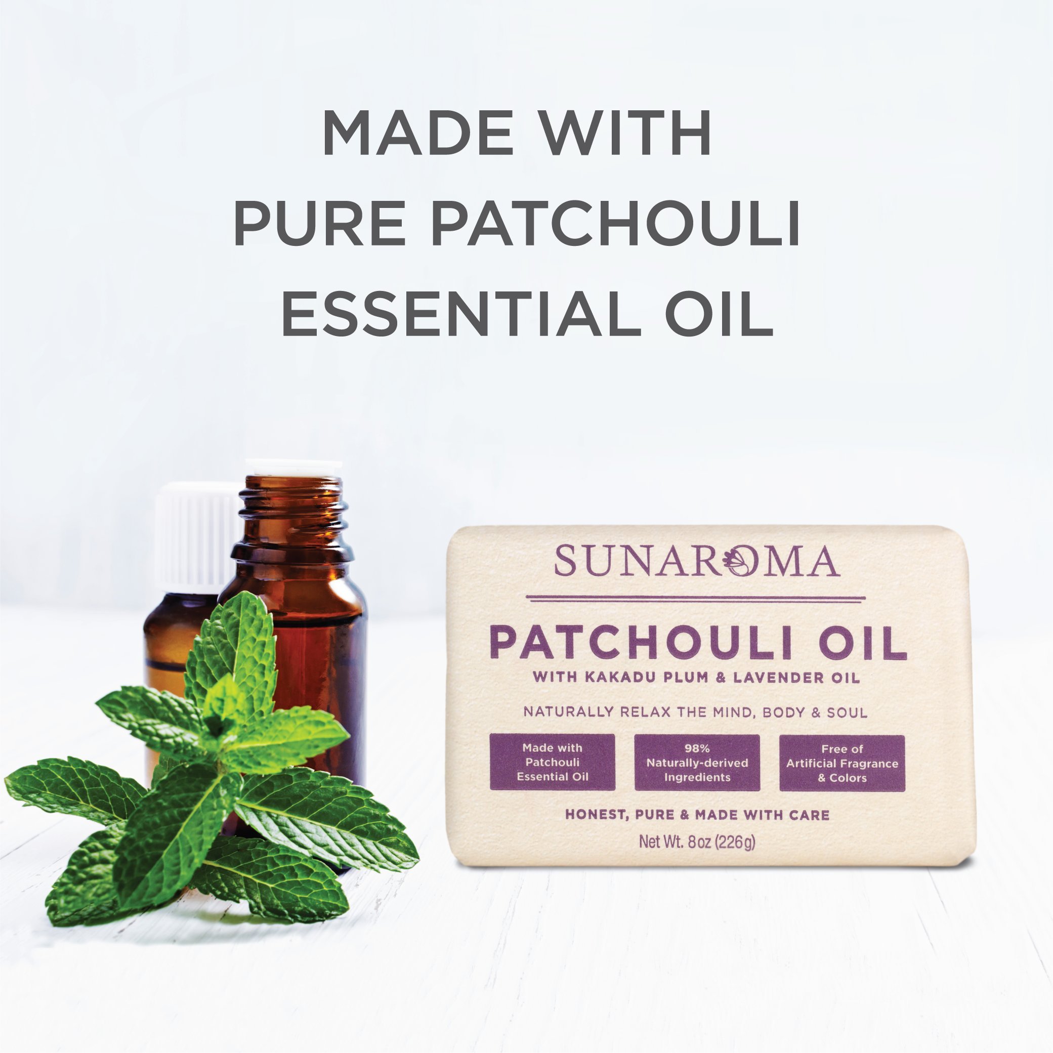 Organic Patchouli Essential Oil Soap Bar - 8 oz for Relaxation & Stress Relief - Handmade Aromatherapy Soap for Bath, Shower & Spa Use