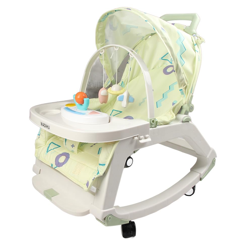 Portable Baby Rocking Chair - Soft Nylon Soothing Swing Chair for Newborns & Infants | Multi-Functional Rocker for Sleeping, Nursing & Playtime | Green Nursery Essential for Bedroom & Daycare