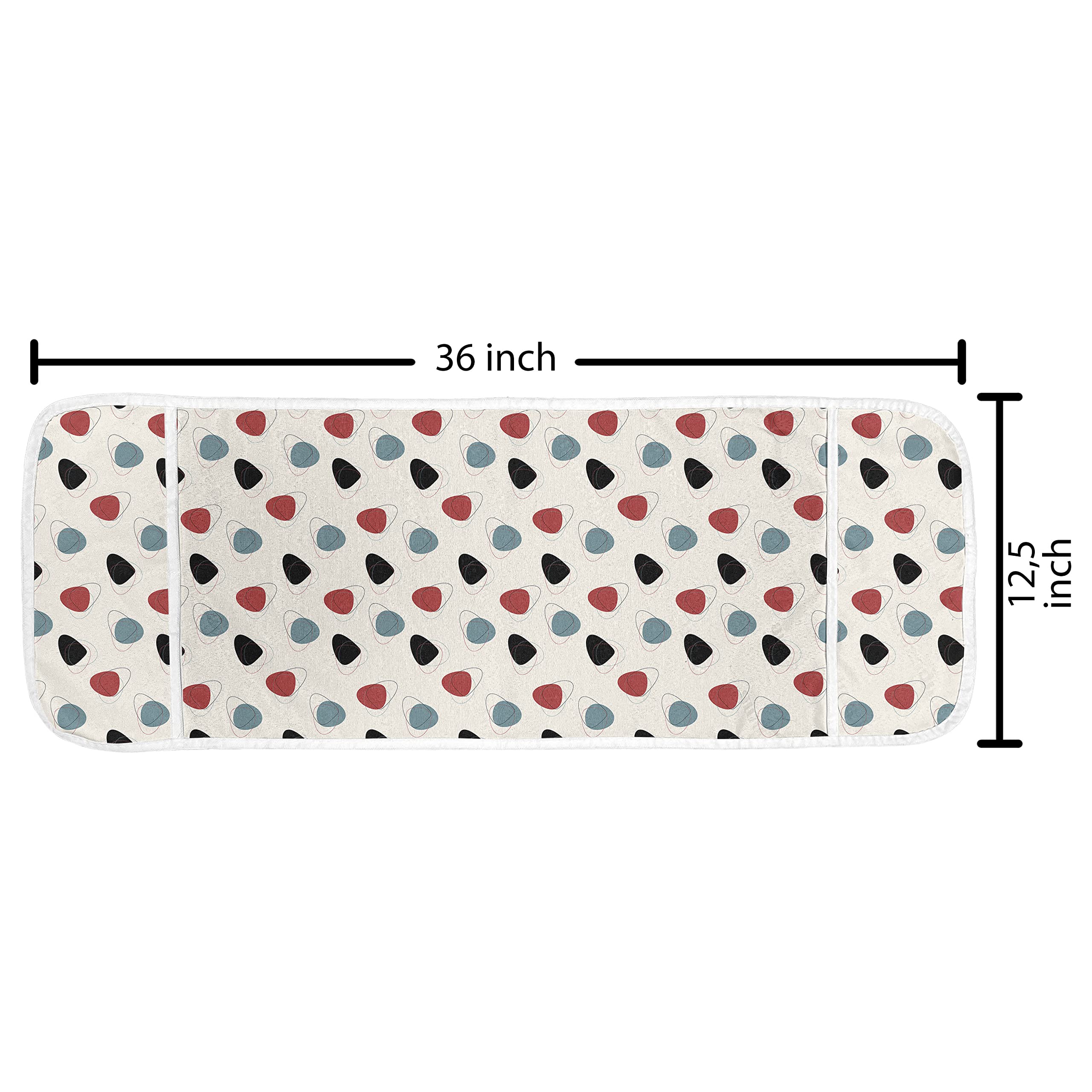 Ambesonne Vintage Microwave Cover - Retro Space Design with Abstract Blots, Waterproof Kitchen Organizer with Pockets, 36x12 Inches, Slate Blue Red Black - Perfect for Mid-Century Modern Kitchens & Small Space Organization